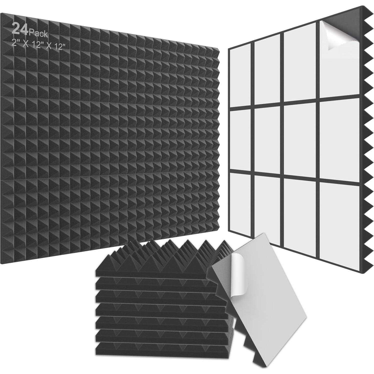 Paneles Acústicos JBER 24Pack Pirámide 5.08cm Negro