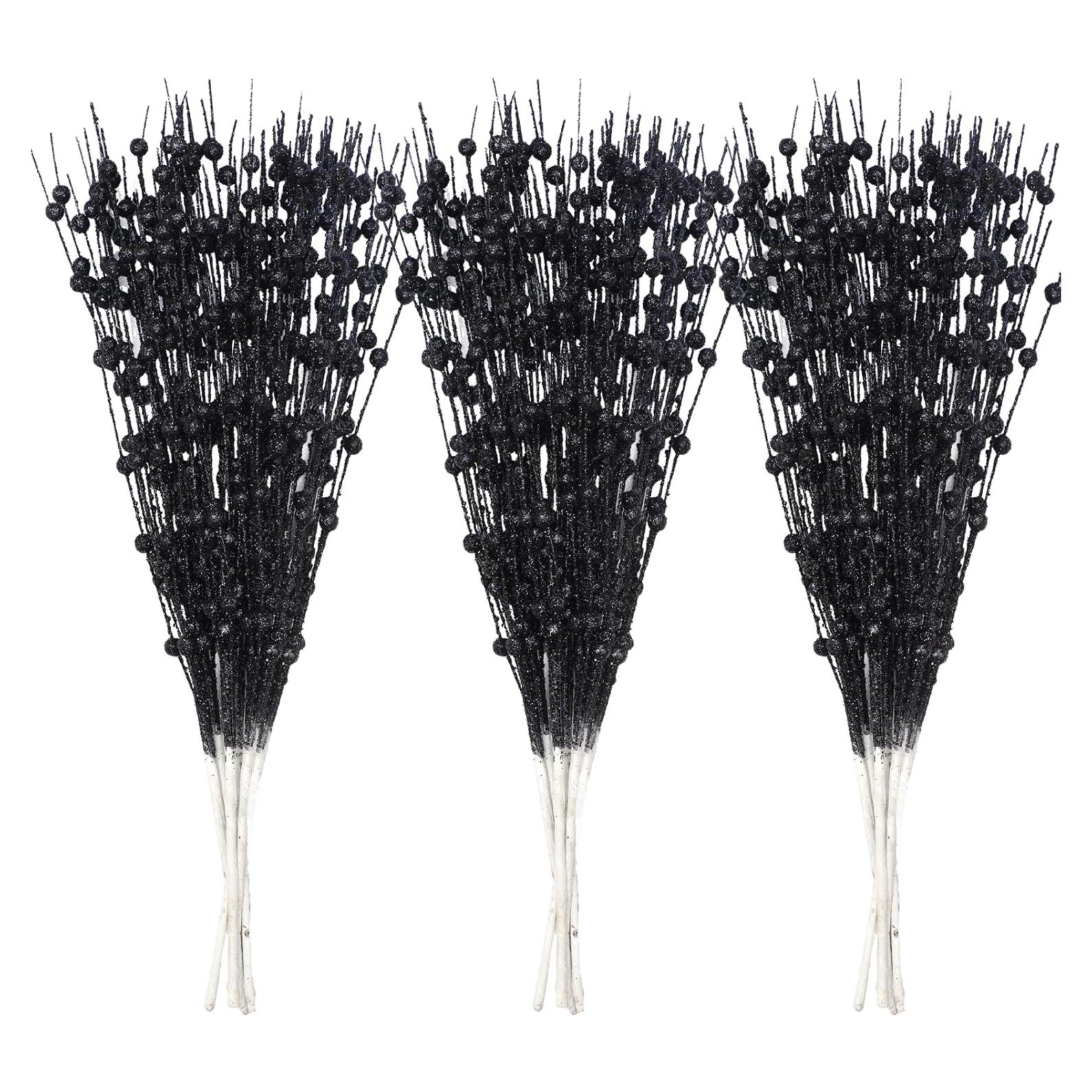 Paquete de 30 Picos de Navidad FASHOOKIN con Brillo Negro 42 cm