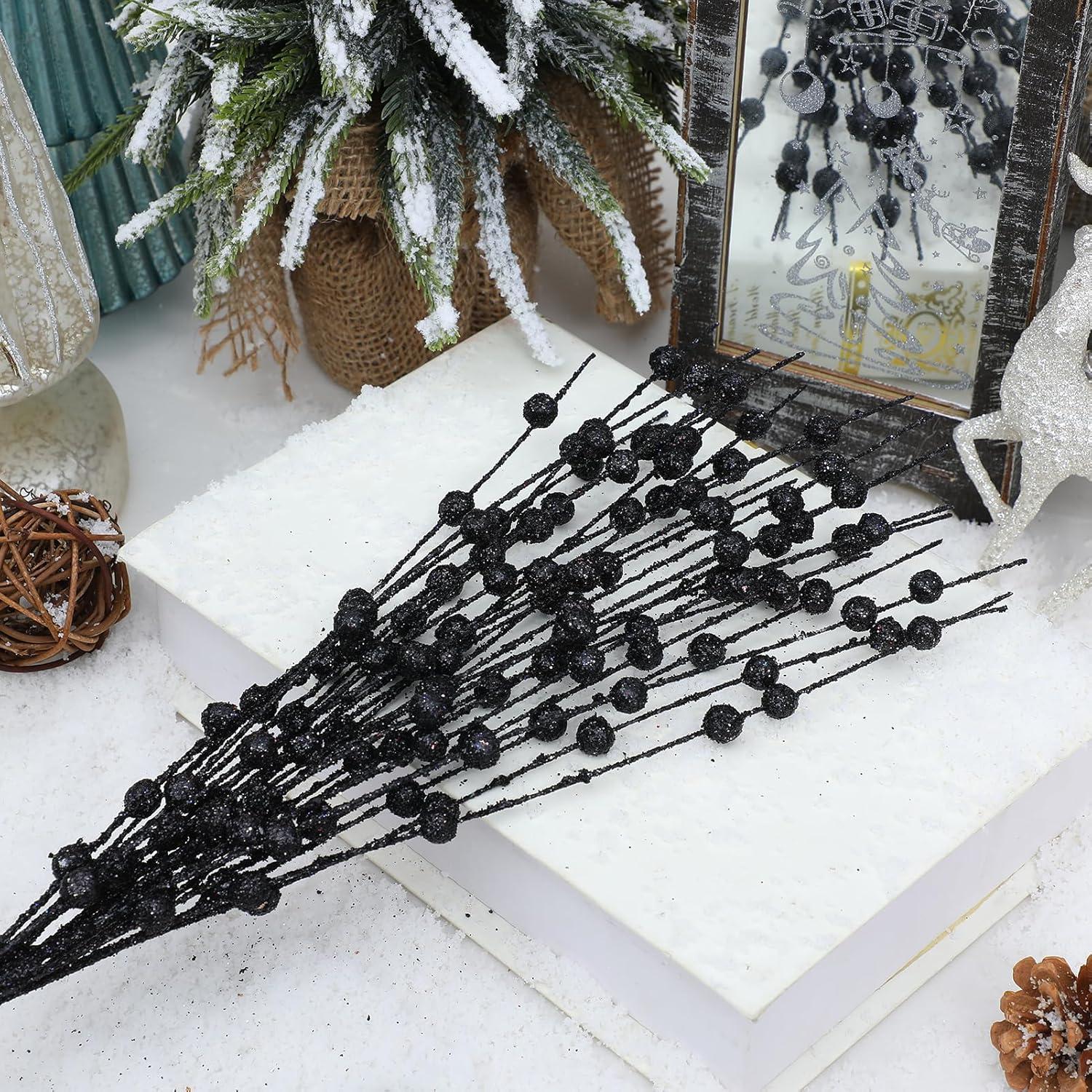 Paquete de 30 Picos de Navidad FASHOOKIN con Brillo Negro 42 cm