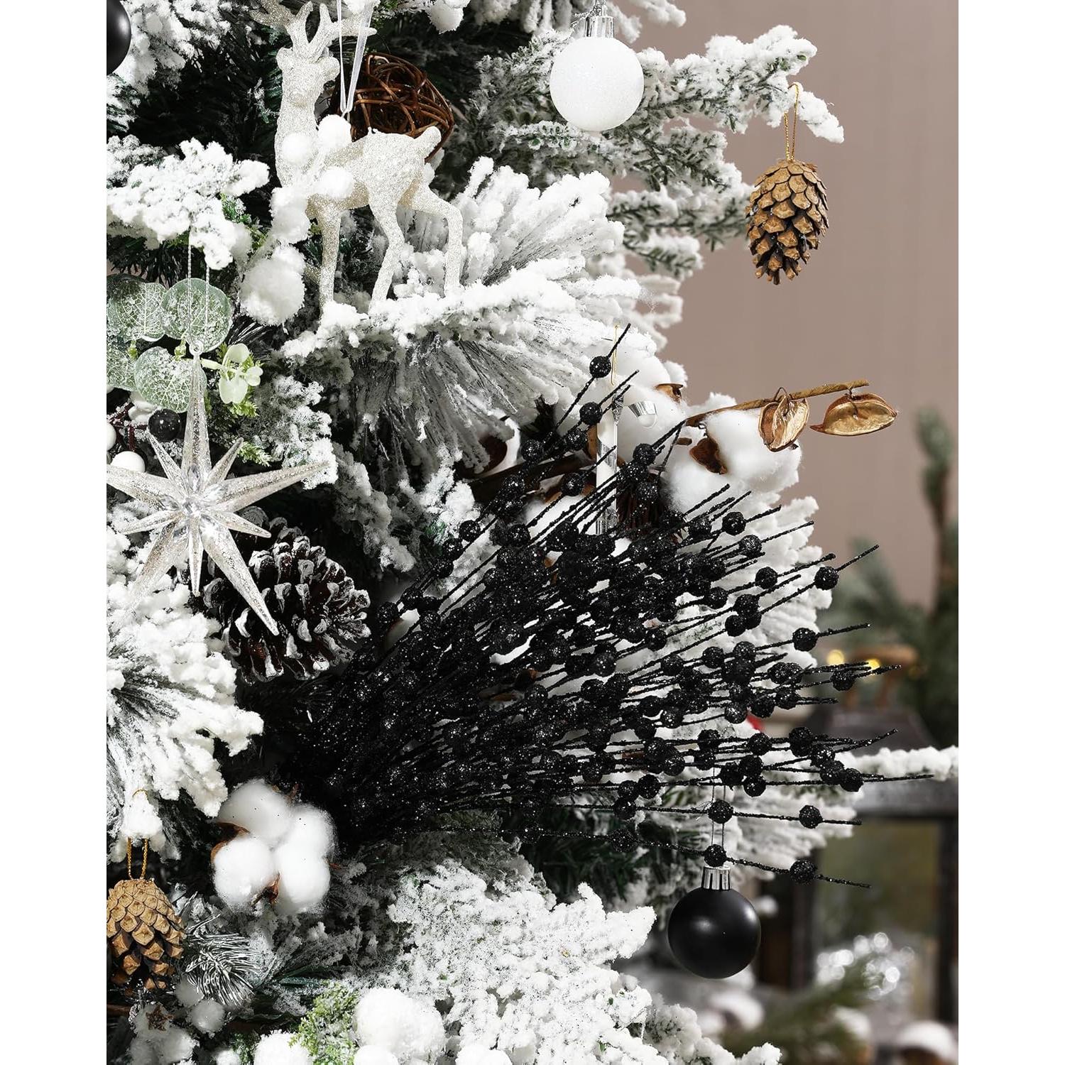 Paquete de 30 Picos de Navidad FASHOOKIN con Brillo Negro 42 cm