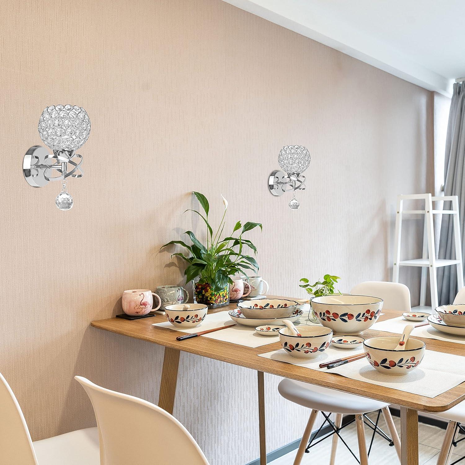 Juego de 2 Apliques de Pared de Cristal TISLYCO Plateados