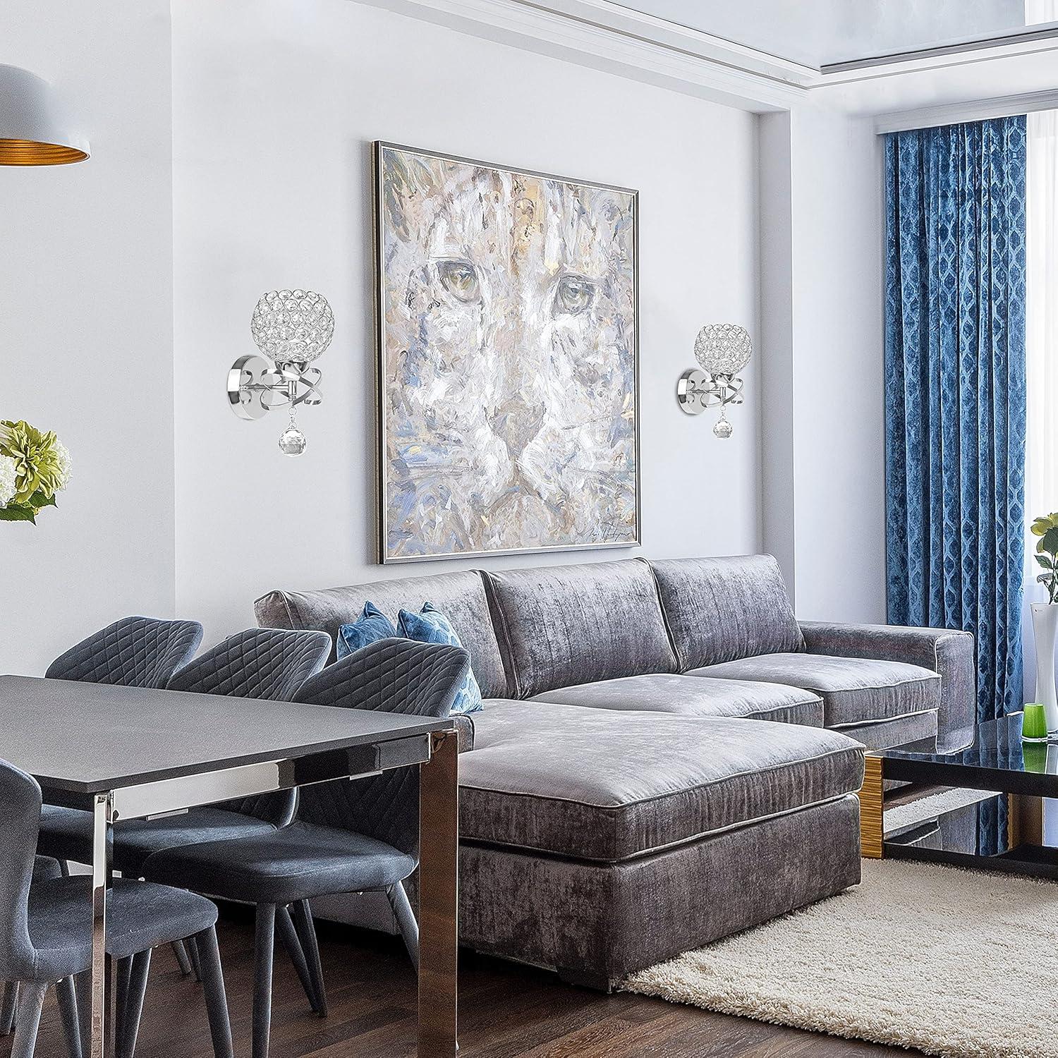 Juego de 2 Apliques de Pared de Cristal TISLYCO Plateados