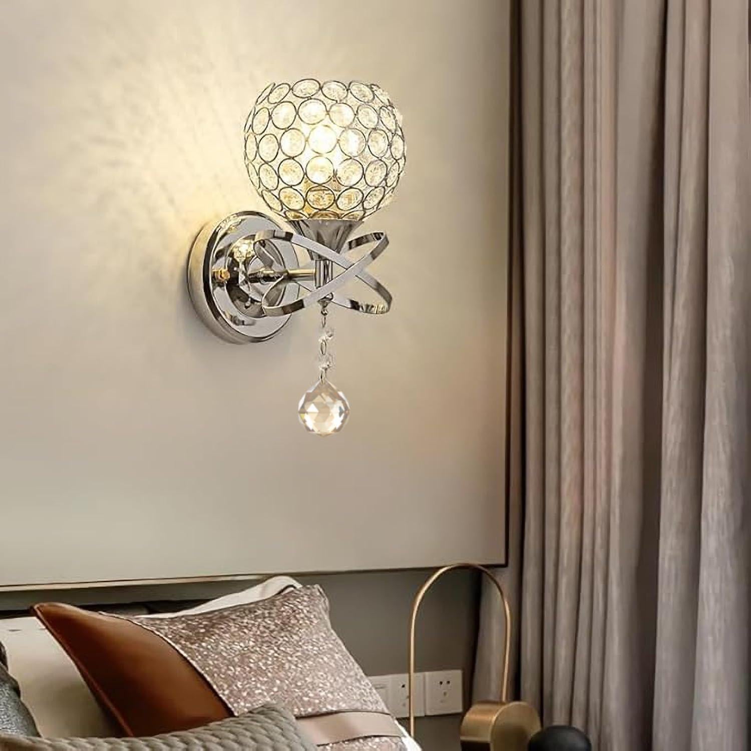 Juego de 2 Apliques de Pared de Cristal TISLYCO Plateados