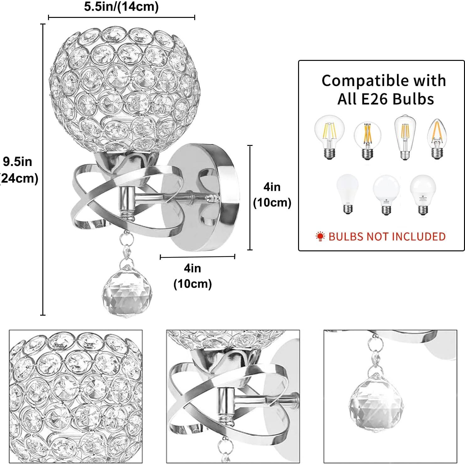 Juego de 2 Apliques de Pared de Cristal TISLYCO Plateados