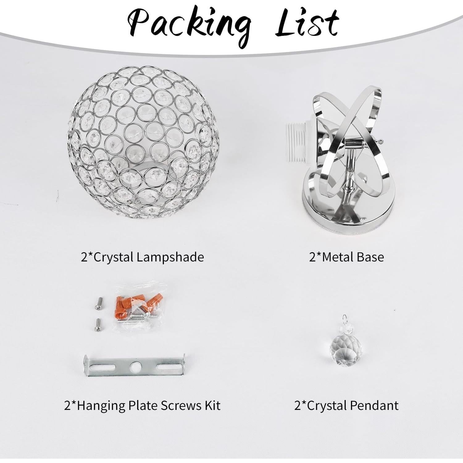 Juego de 2 Apliques de Pared de Cristal TISLYCO Plateados