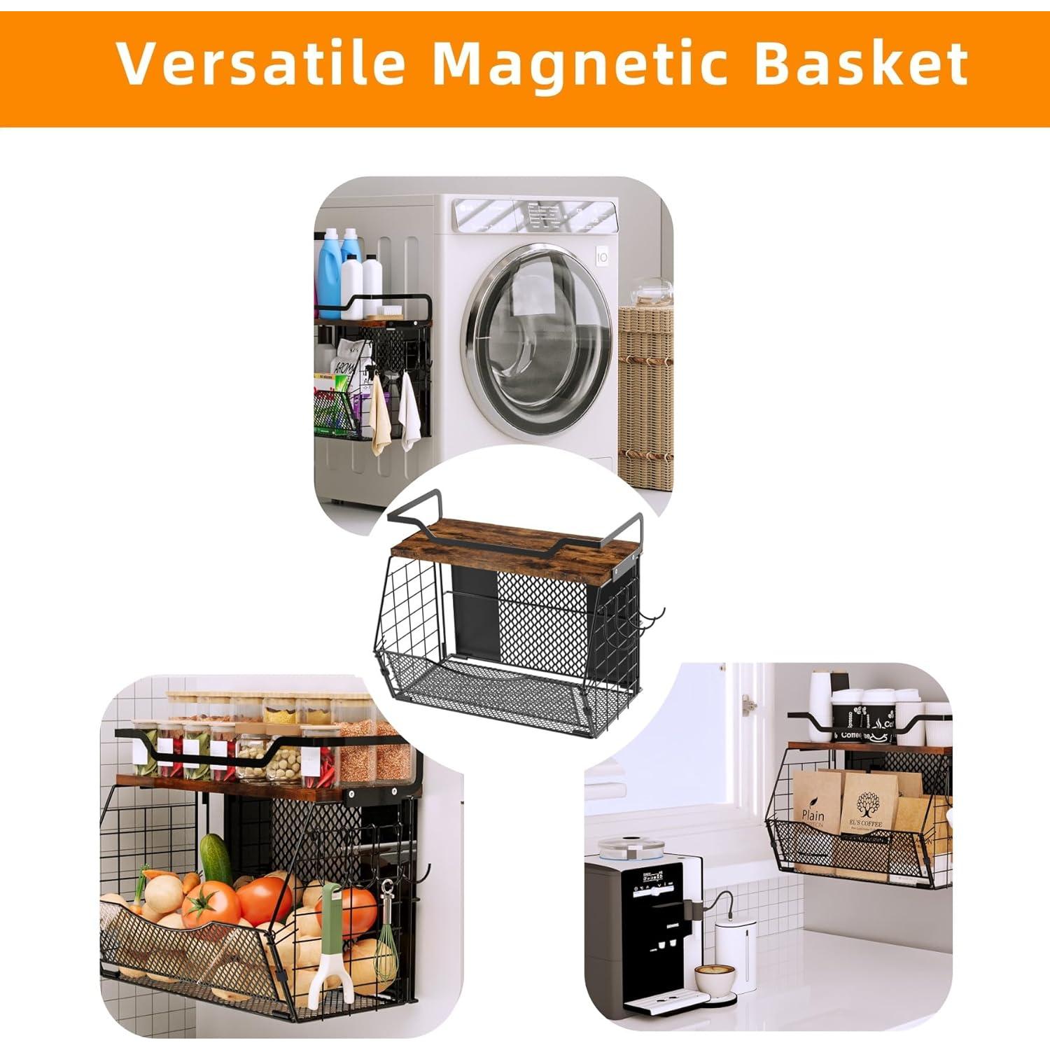 Estante Magnético para Nevera HISKIWUU 2 Paquete con Ganchos