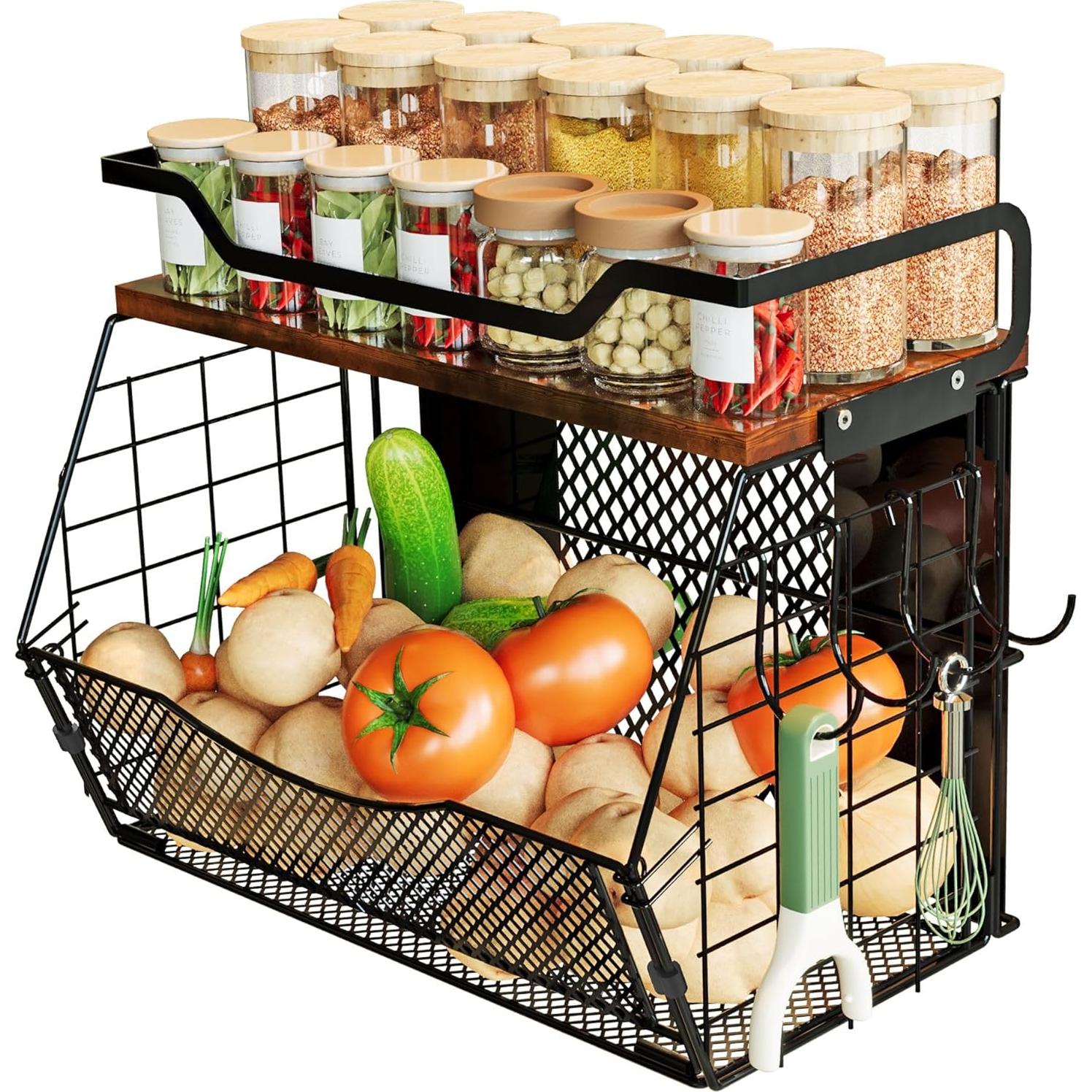 Estante Magnético para Nevera HISKIWUU 2 Paquete con Ganchos