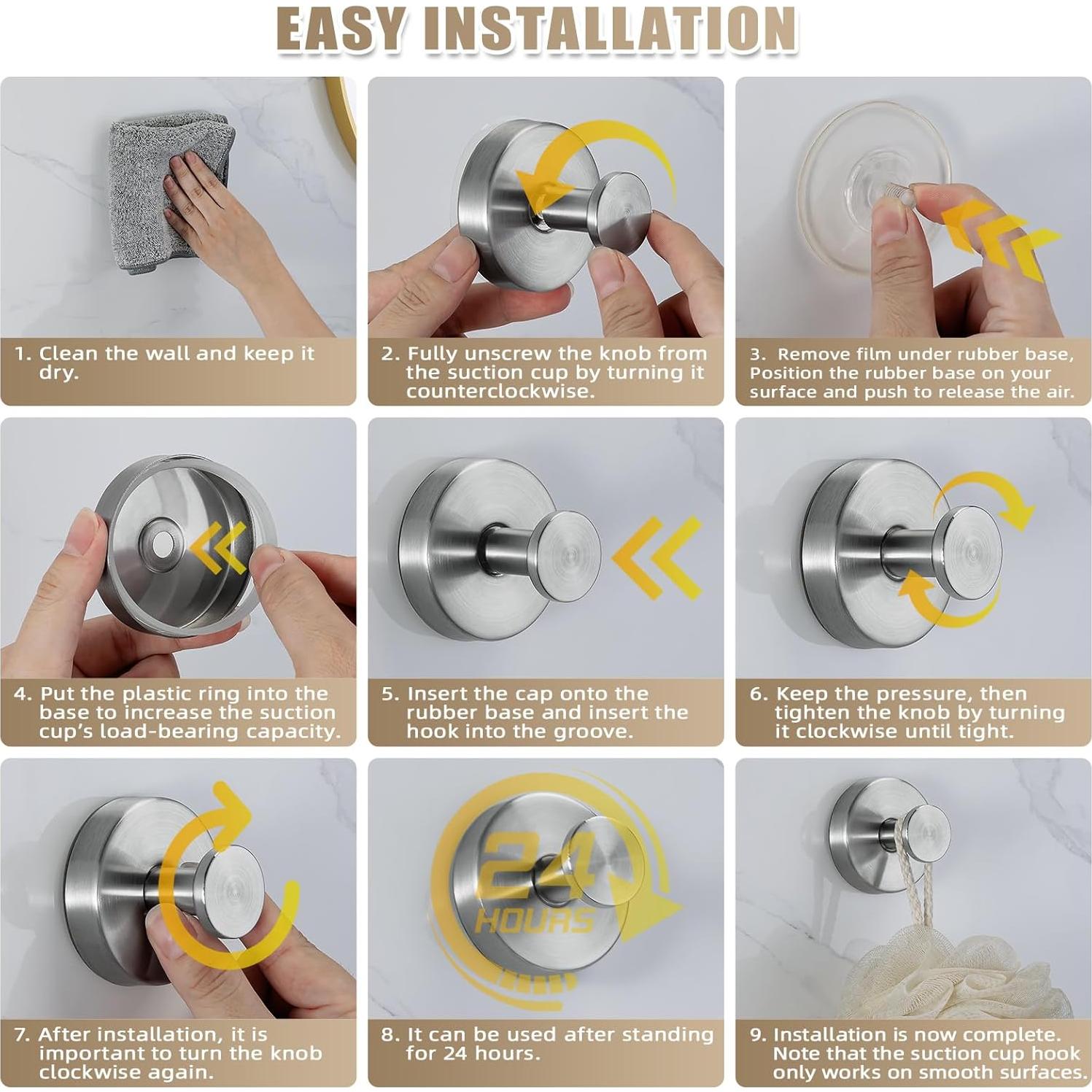 Ganchos de Ventosa Fenas para Ducha y Baño - 2 Unidades Niquelado