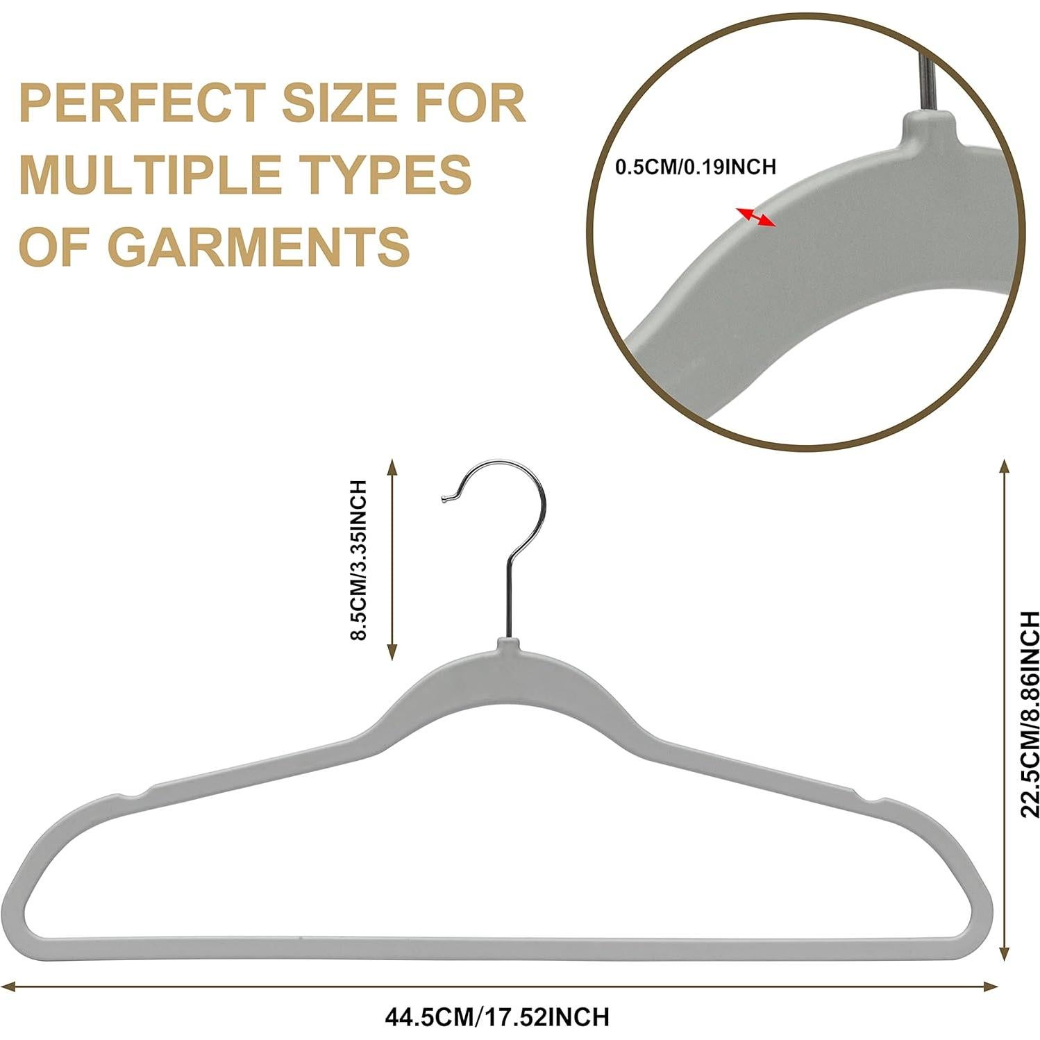 Juego de 50 Perchas de Plástico Quality Hangers Gris 44.5 cm