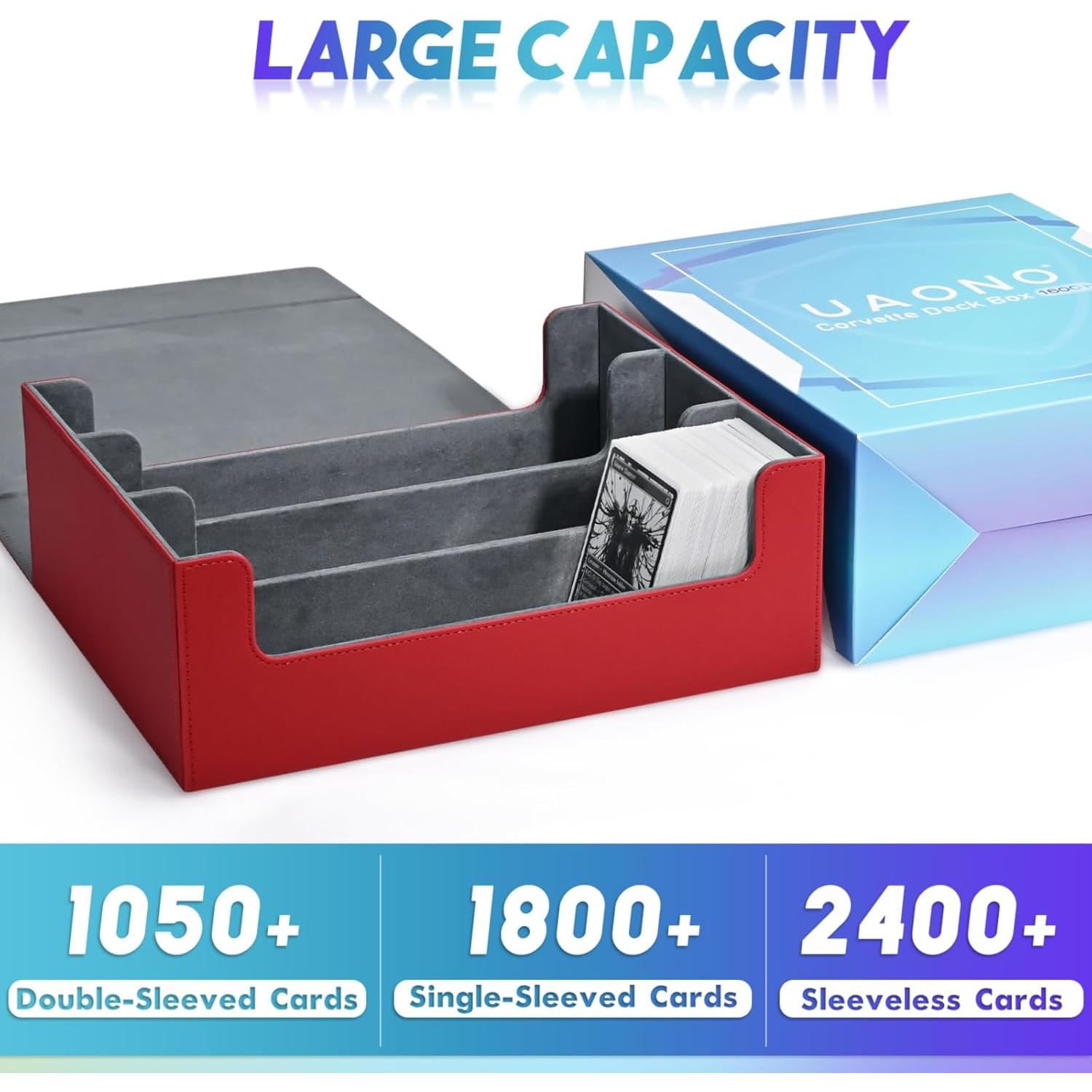 Caja de Almacenamiento de Cartas UAONO 1800+ Cartas Rojo