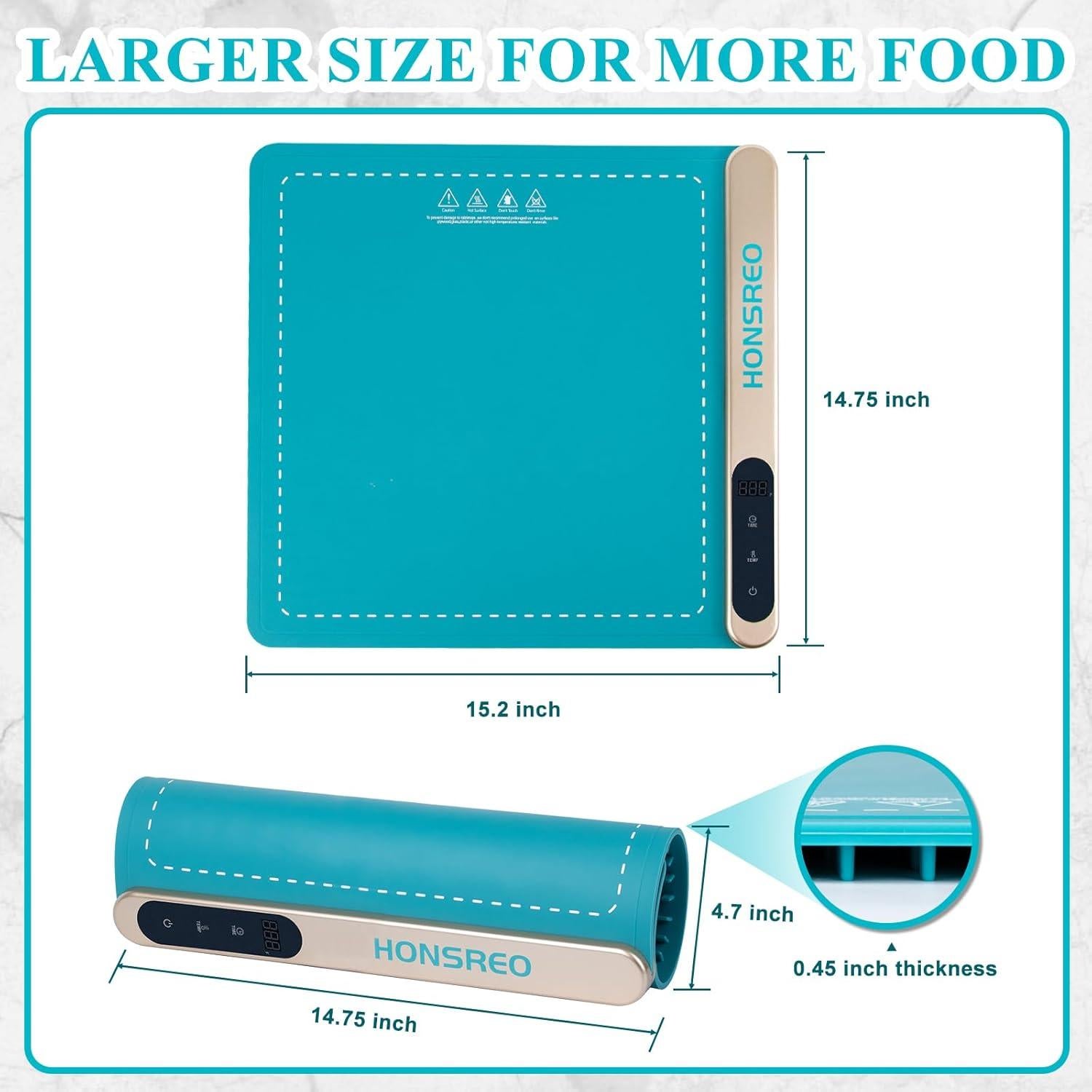 Bandeja Calentadora Eléctrica HONSREO 40x36.8cm 6 Modos Temperatura