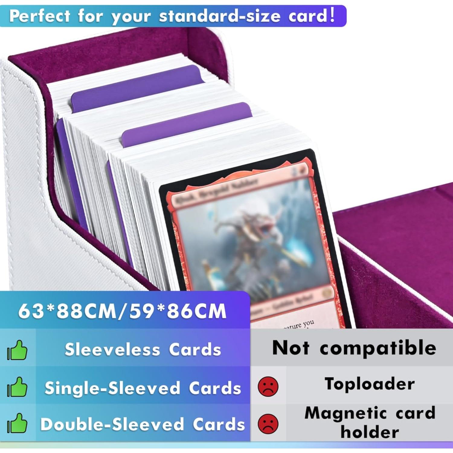Caja de Almacenamiento de Cartas UAONO 600+ Cuero PU Blanco/Púrpura