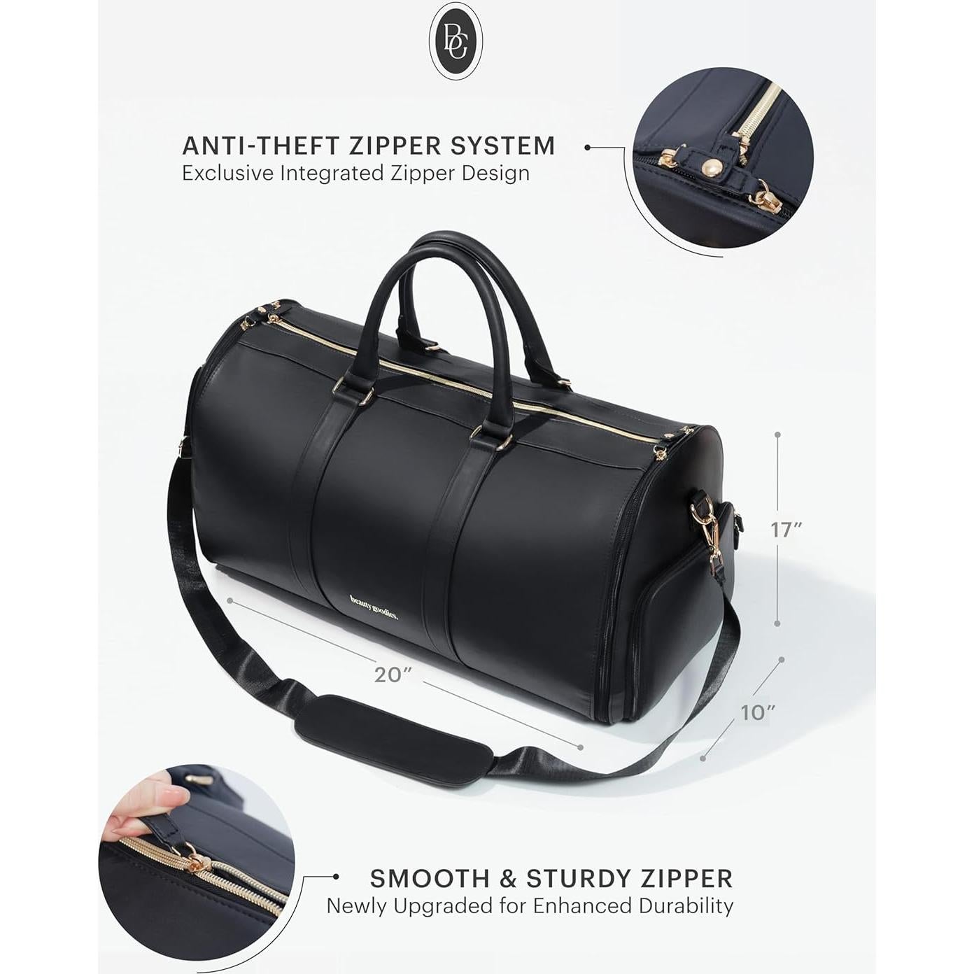 Bolsa de Ropa de Viaje BeautyGoodies Duffle Negra 35.5x30.5cm
