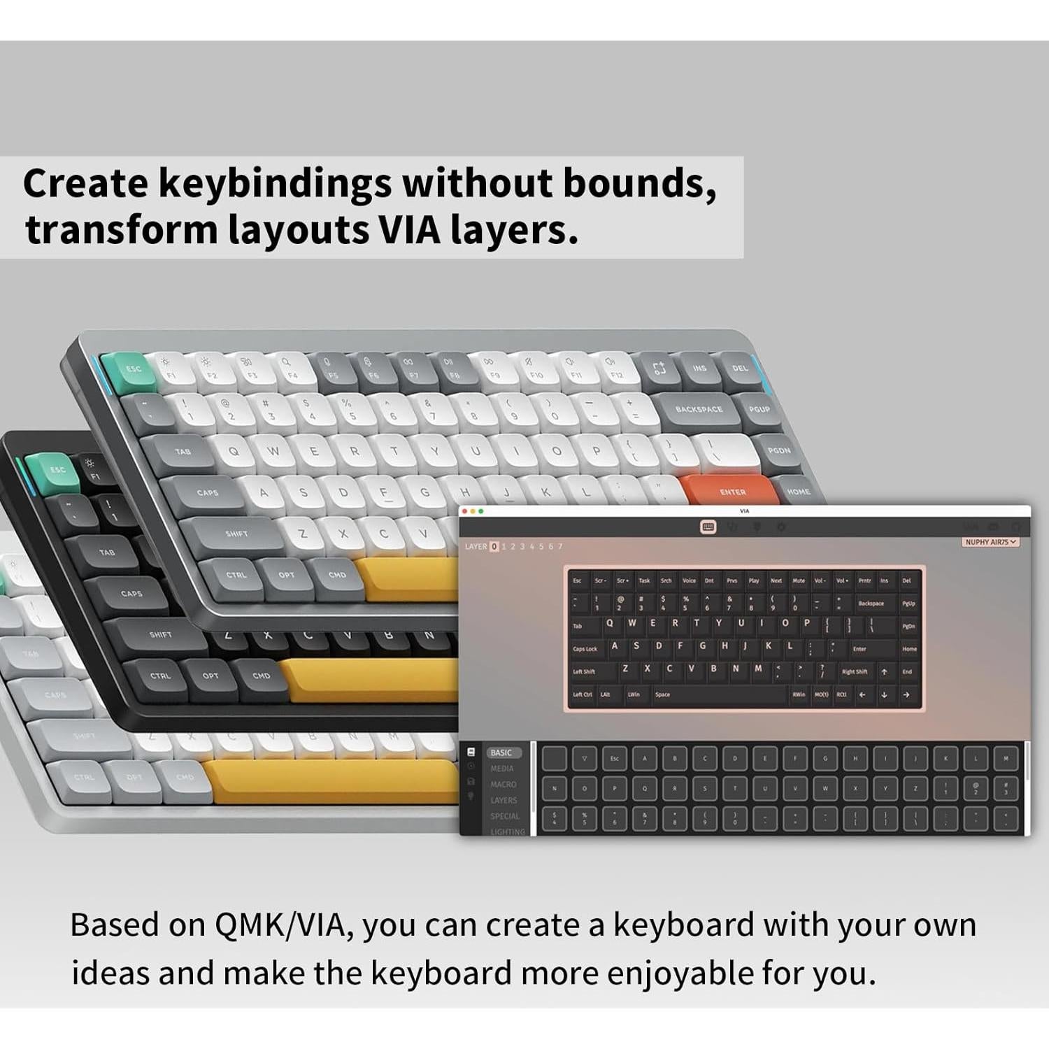 Teclado Mecánico Nuphy Air75 V2 Inalámbrico RGB 75%