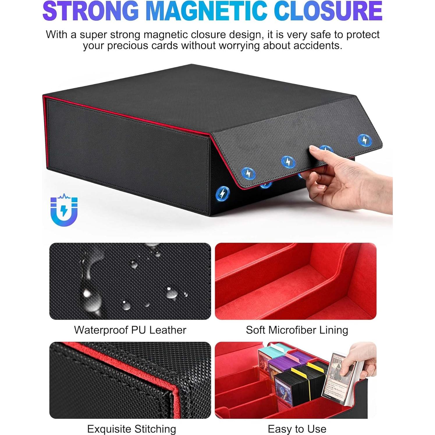 Caja de Almacenamiento de Cartas UAONO 2400+ Negro y Rojo