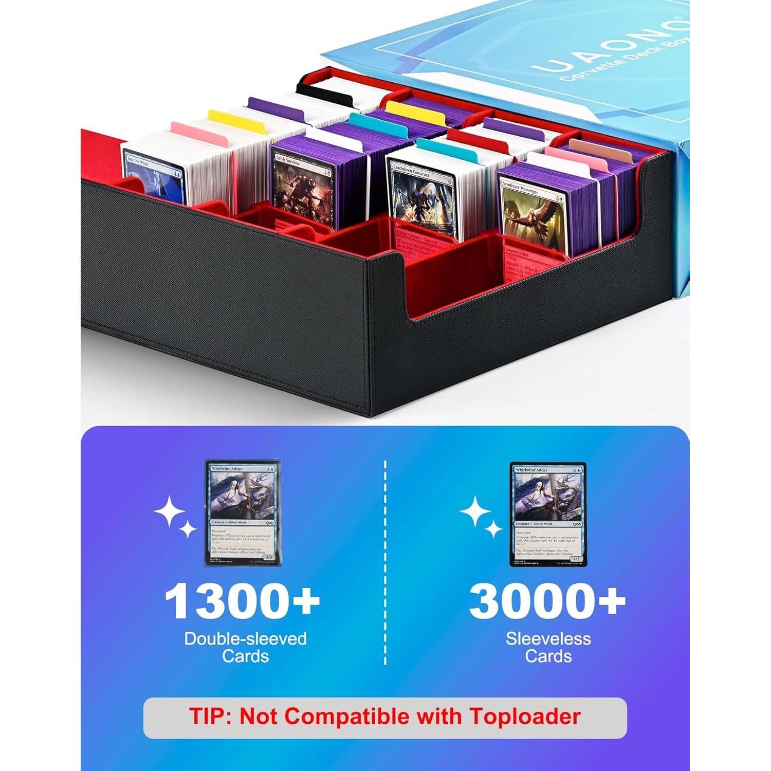 Caja de Almacenamiento de Cartas UAONO 2400+ Negro y Rojo