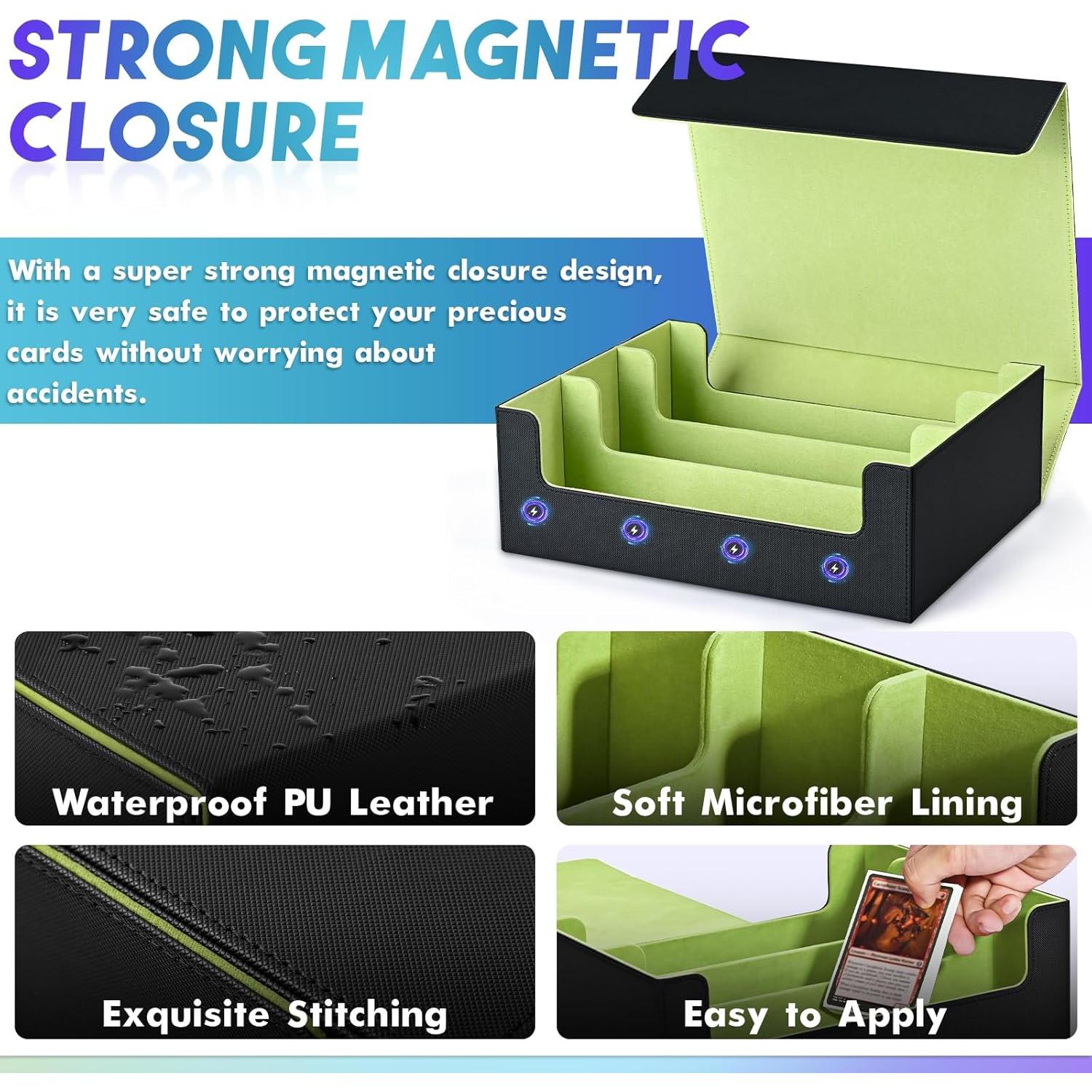 Caja de Almacenamiento de Cartas UAONO 1800+ Magnética Negra/Verde