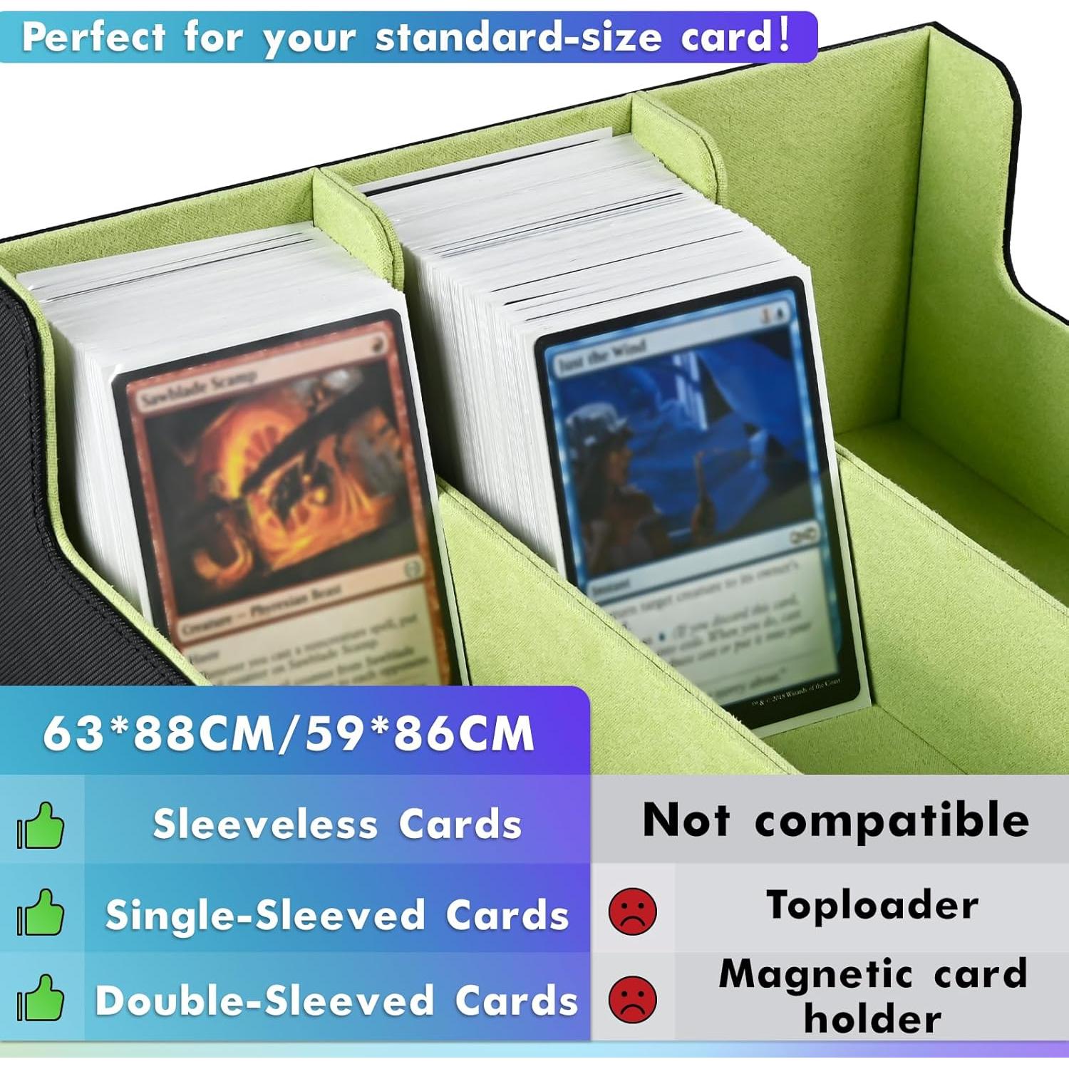 Caja de Almacenamiento de Cartas UAONO 1800+ Magnética Negra/Verde