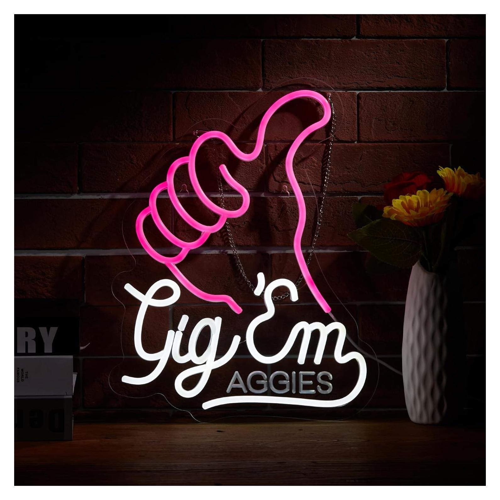 Luz de Neón ZODZ Gig EM Texas 42x32 cm Rosa y Blanco