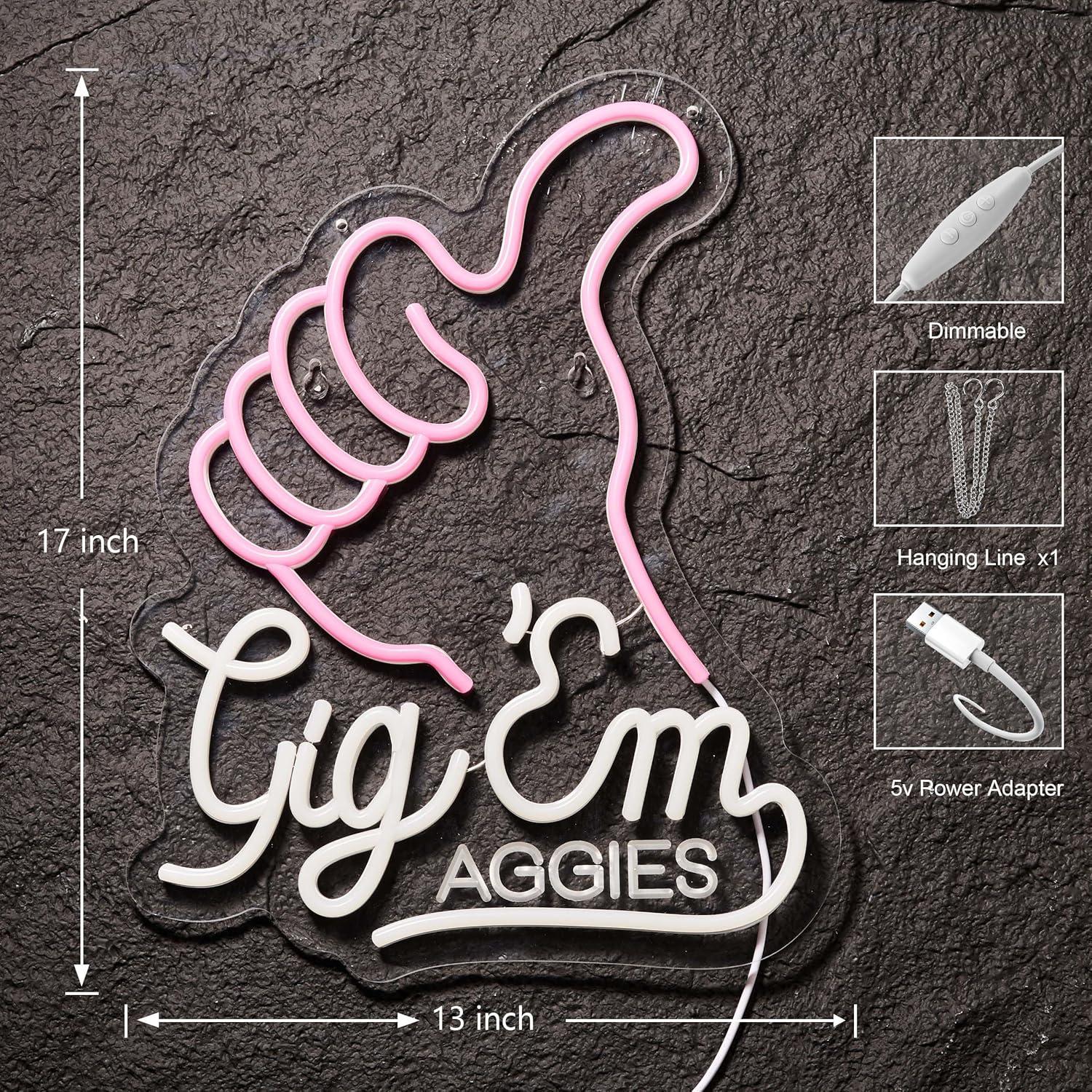 Luz de Neón ZODZ Gig EM Texas 42x32 cm Rosa y Blanco