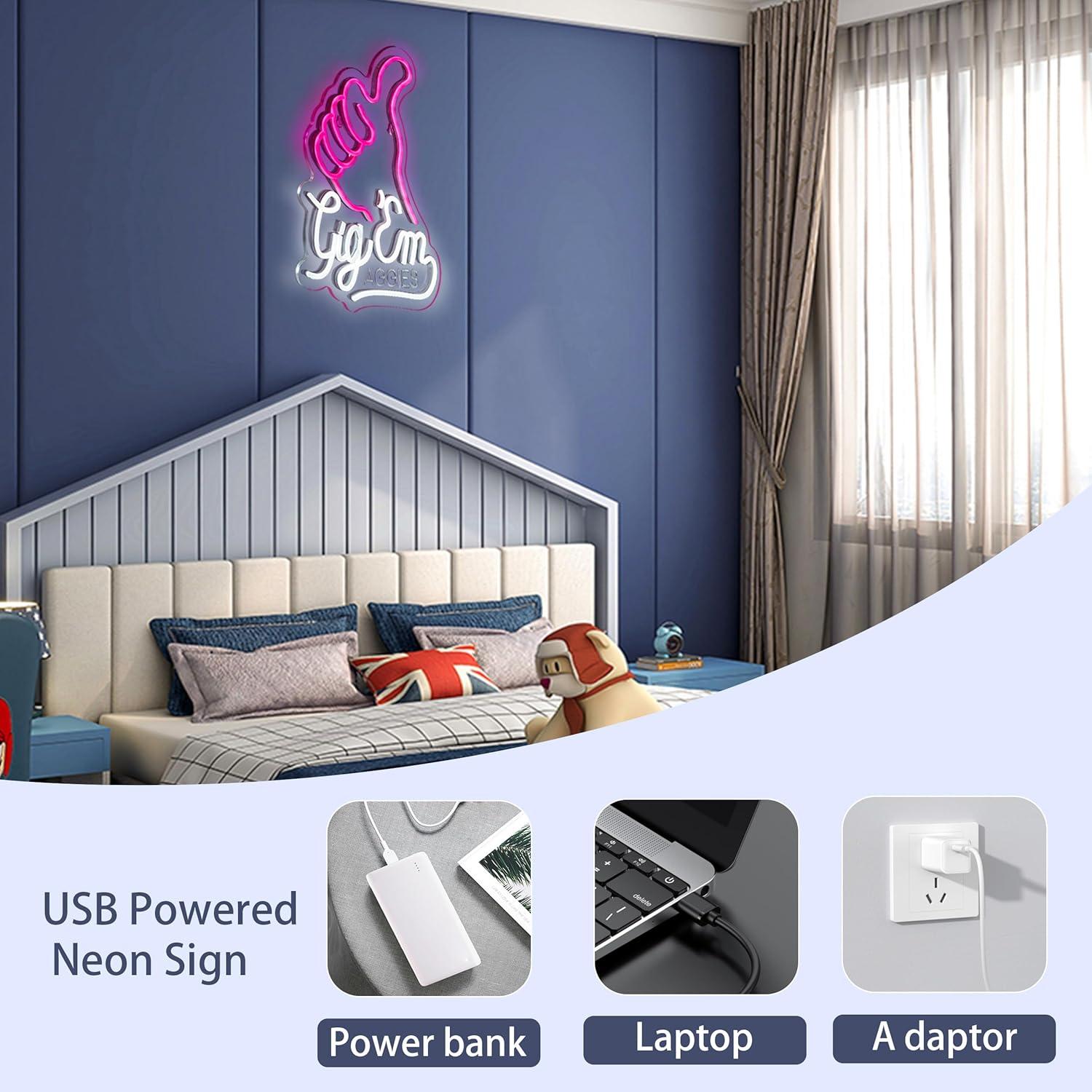 Luz de Neón ZODZ Gig EM Texas 42x32 cm Rosa y Blanco