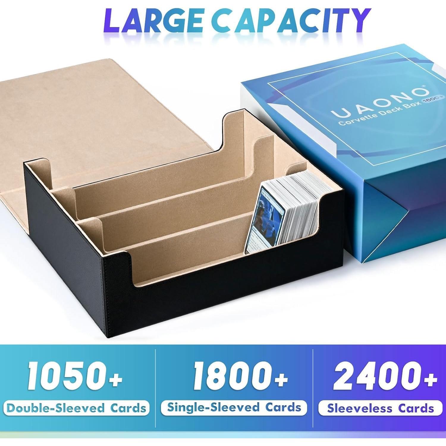 Caja de Almacenamiento de Cartas UAONO 1800+ Magnética Negro/Dorado