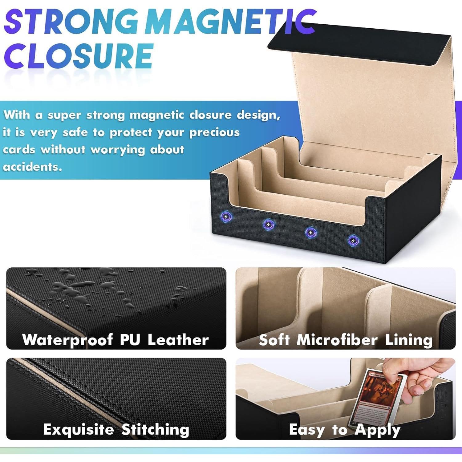 Caja de Almacenamiento de Cartas UAONO 1800+ Magnética Negro/Dorado