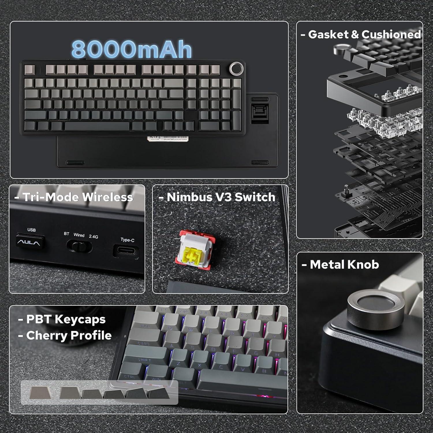 Teclado Inalámbrico para Juegos EPOMAKER F99 PRO RGB 8000mAh