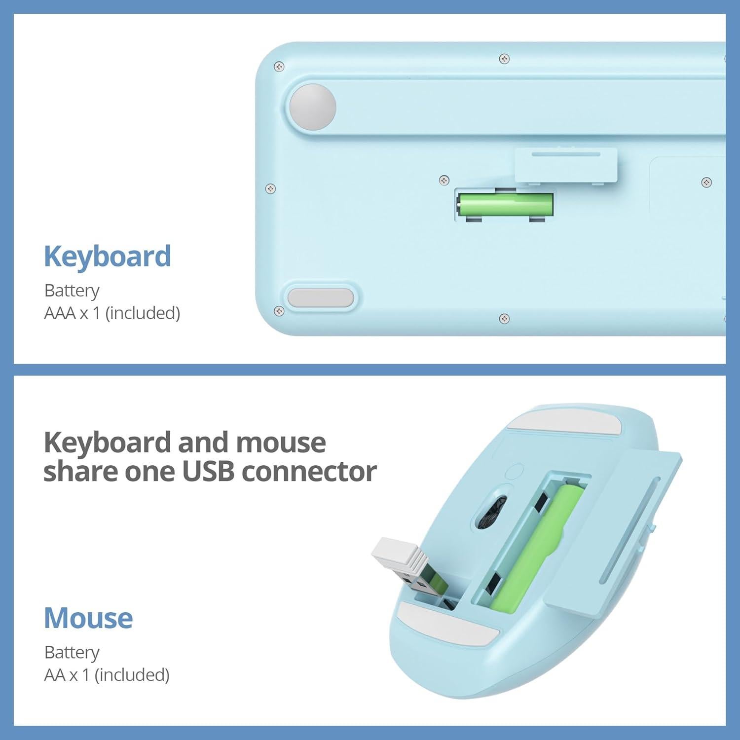 Conjunto Teclado y Ratón Inalámbrico iRoboosta Azul 2.4GHz