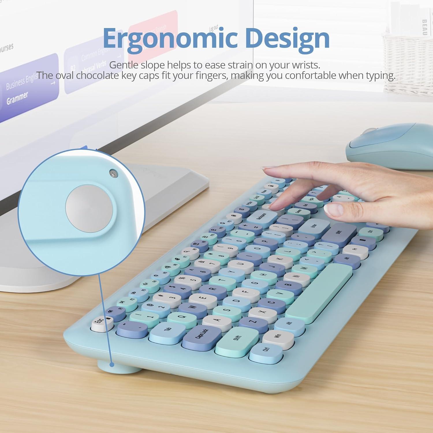 Conjunto Teclado y Ratón Inalámbrico iRoboosta Azul 2.4GHz