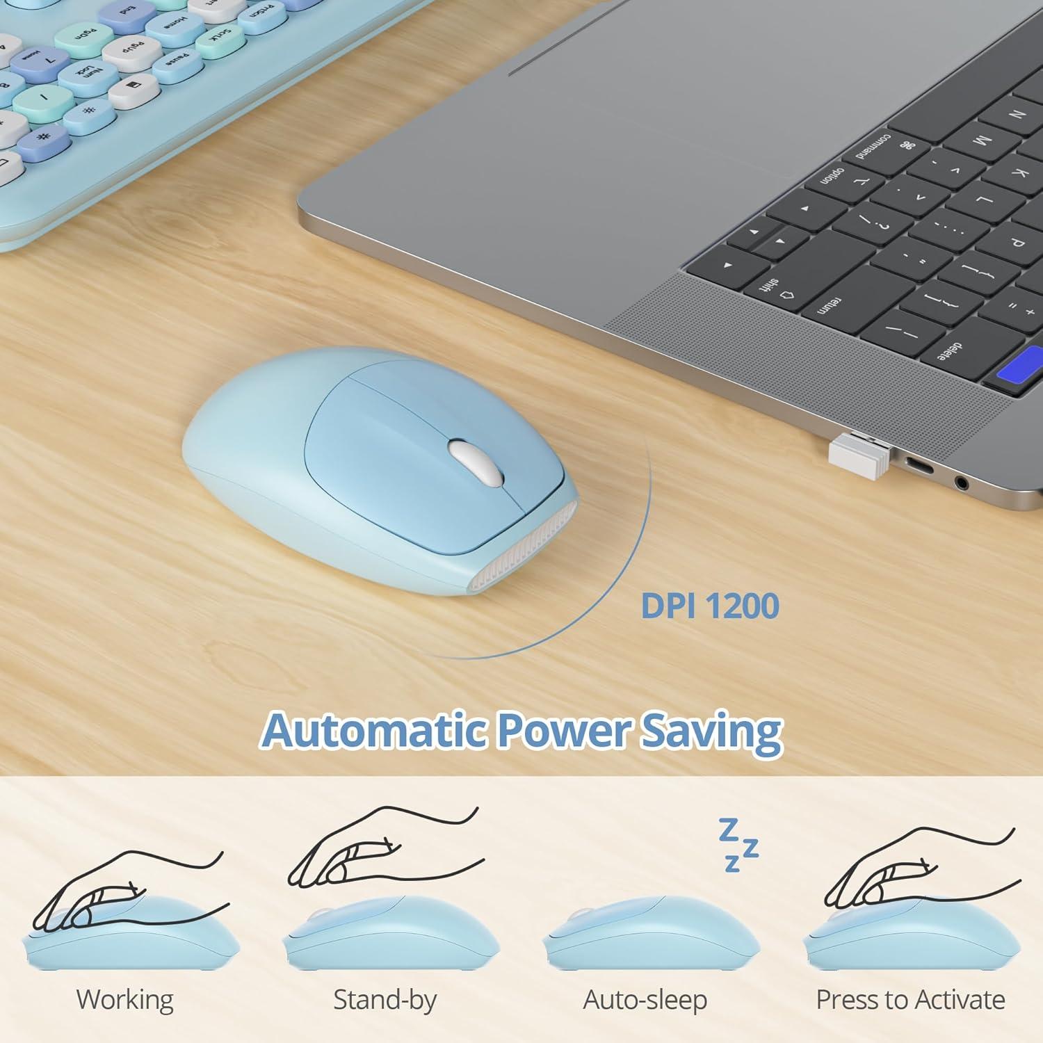 Conjunto Teclado y Ratón Inalámbrico iRoboosta Azul 2.4GHz