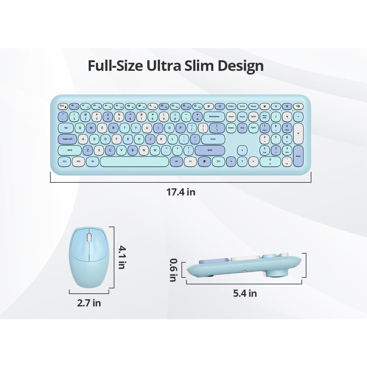 Conjunto Teclado y Ratón Inalámbrico iRoboosta Azul 2.4GHz