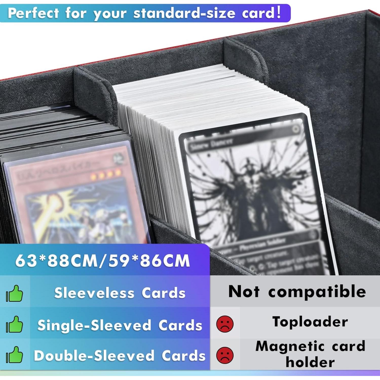 Caja de Almacenamiento de Cartas UAONO 1800+ Rojo y Gris