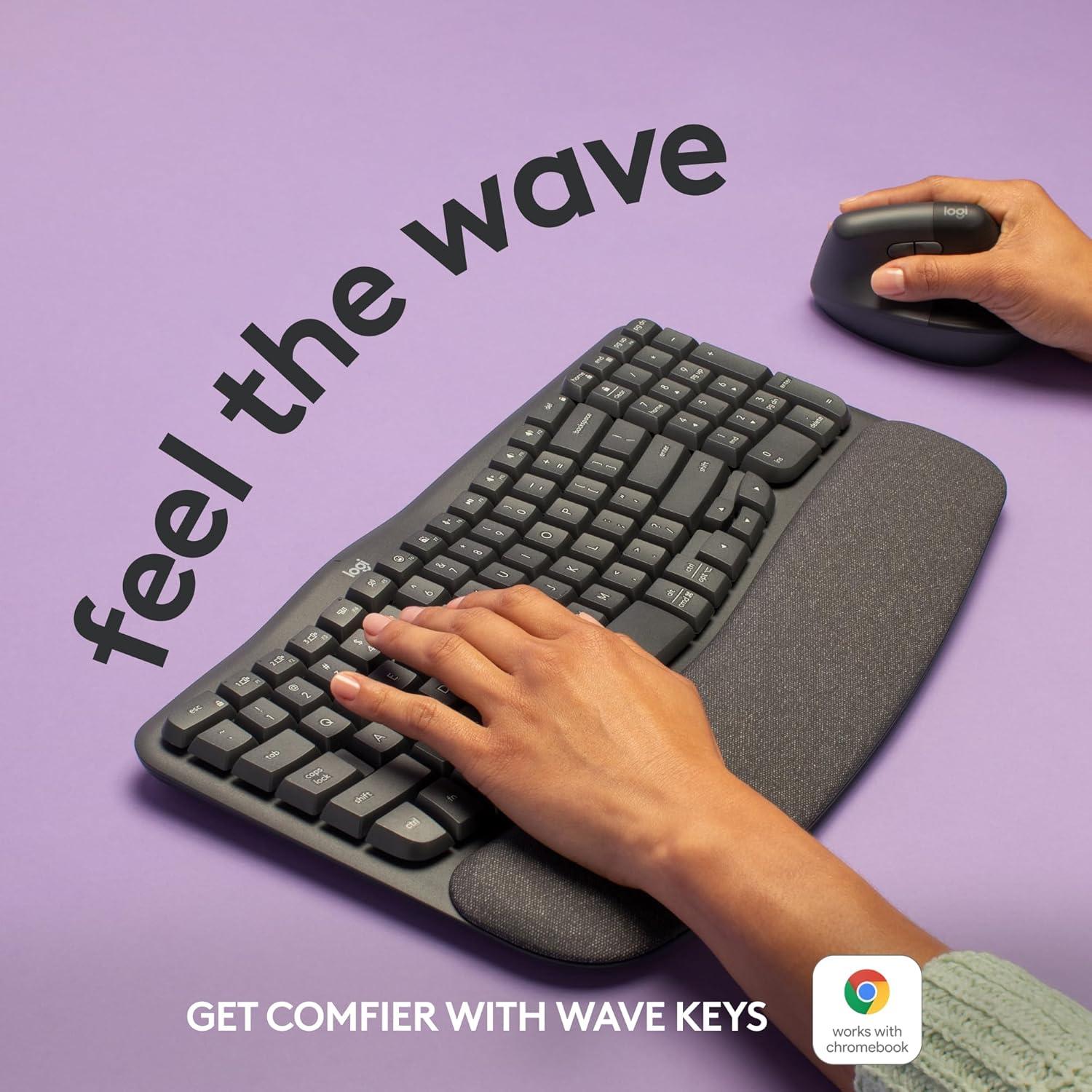 Teclado Ergonómico Inalámbrico Logitech Wave Keys - Grafito