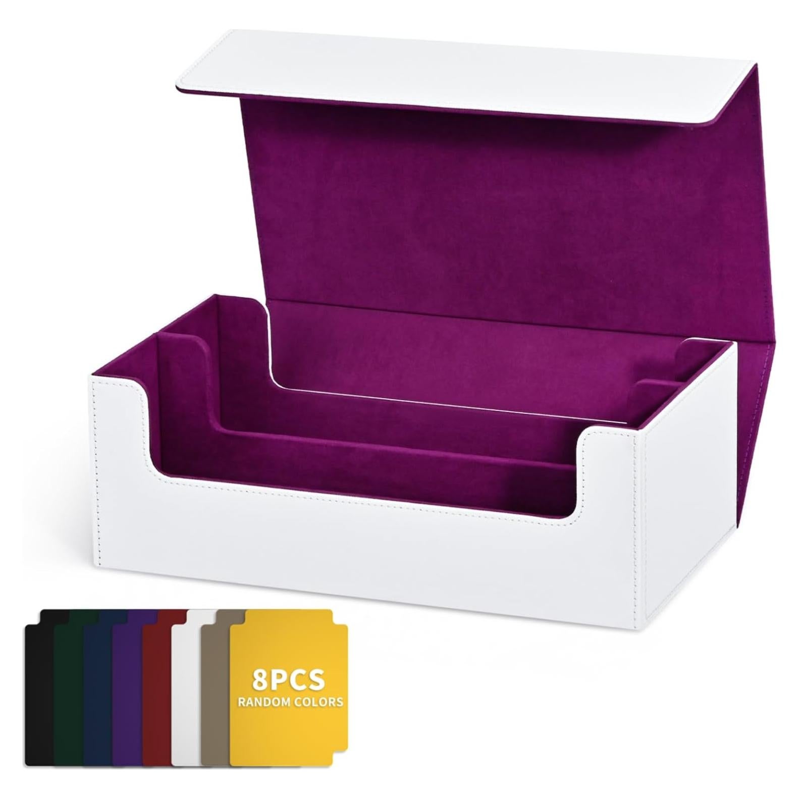 Caja de Almacenamiento de Cartas UAONO 1200+ Cartas PU Blanco/Púrpura