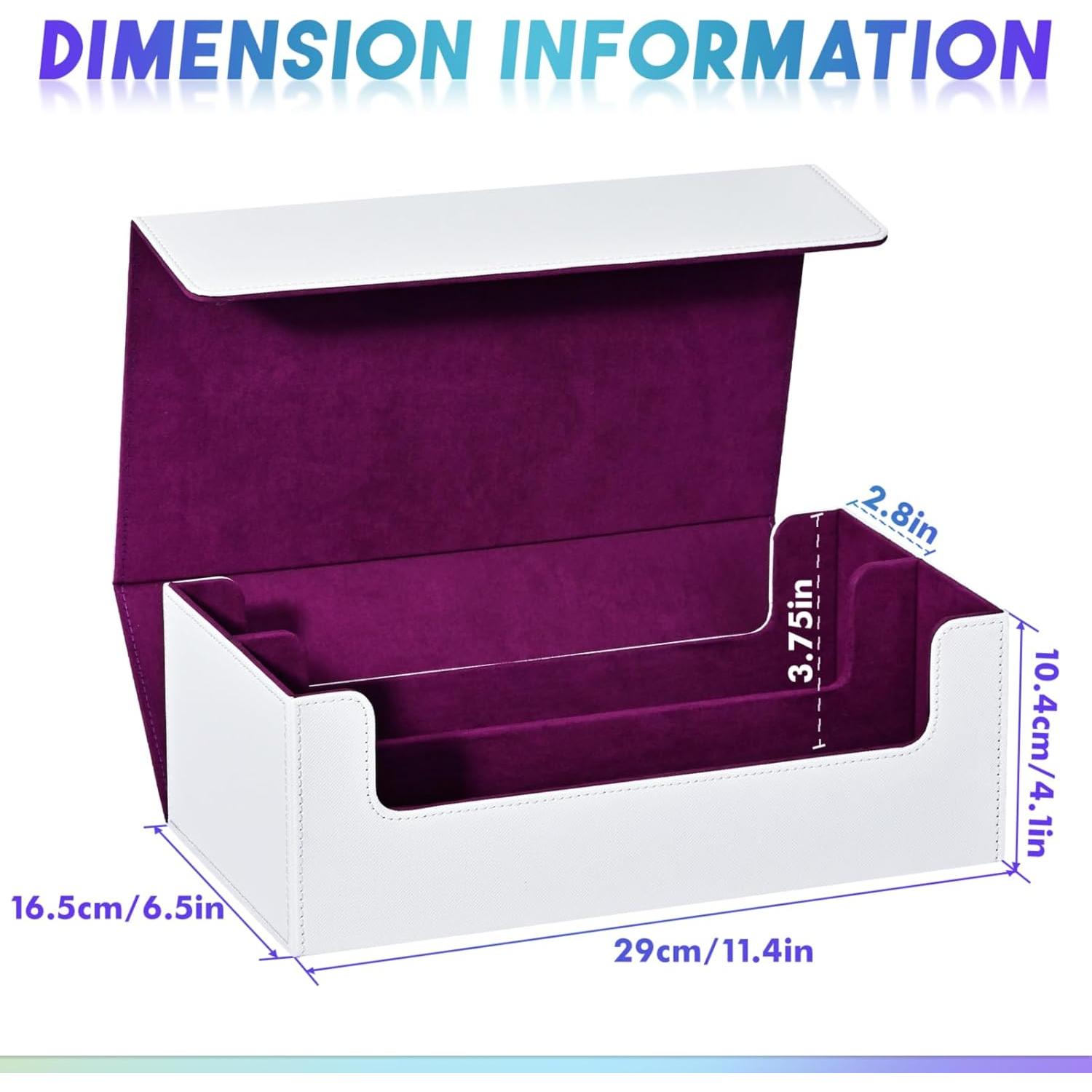 Caja de Almacenamiento de Cartas UAONO 1200+ Cartas PU Blanco/Púrpura