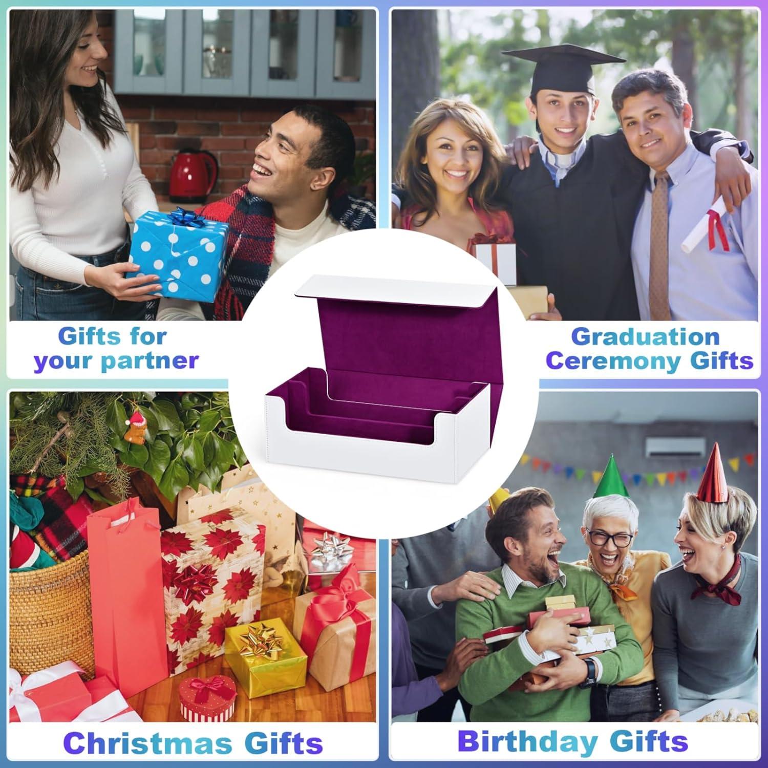 Caja de Almacenamiento de Cartas UAONO 1200+ Cartas PU Blanco/Púrpura