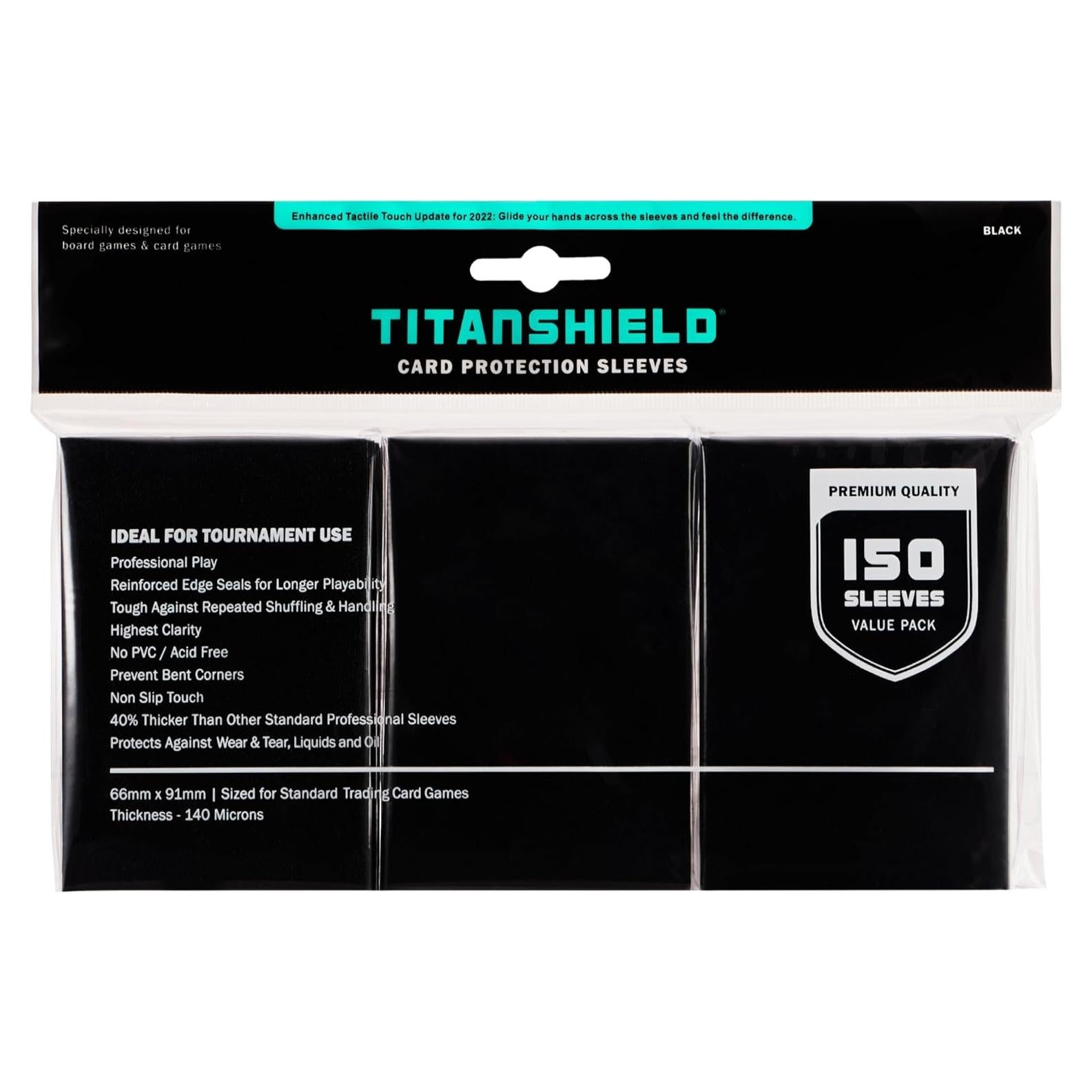TitanShield Fundas para Cartas 150 Piezas Negro 6.35x8.89cm