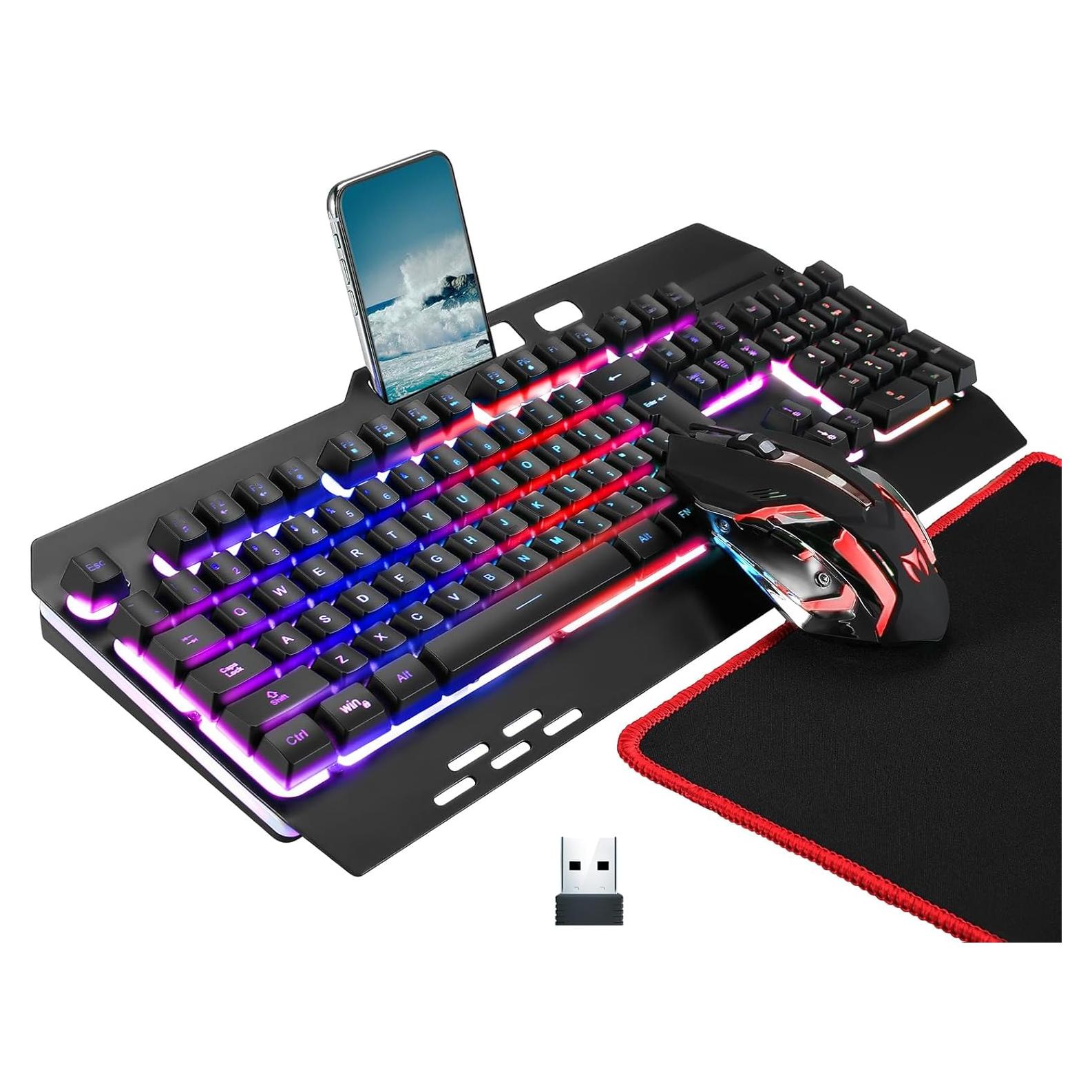 Teclado y Ratón Gaming Inalámbricos Cakce RGB Recargables