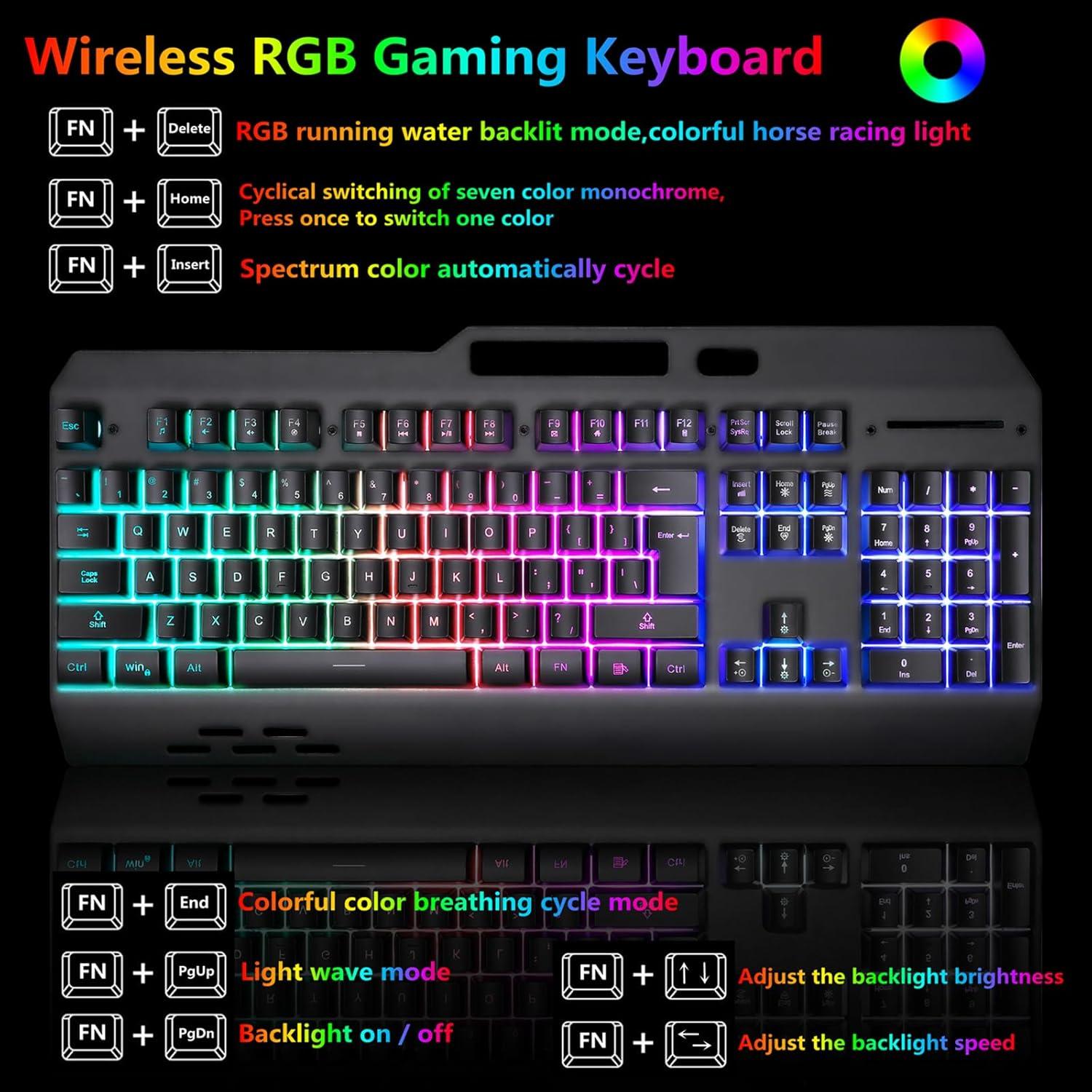 Teclado y Ratón Gaming Inalámbricos Cakce RGB Recargables