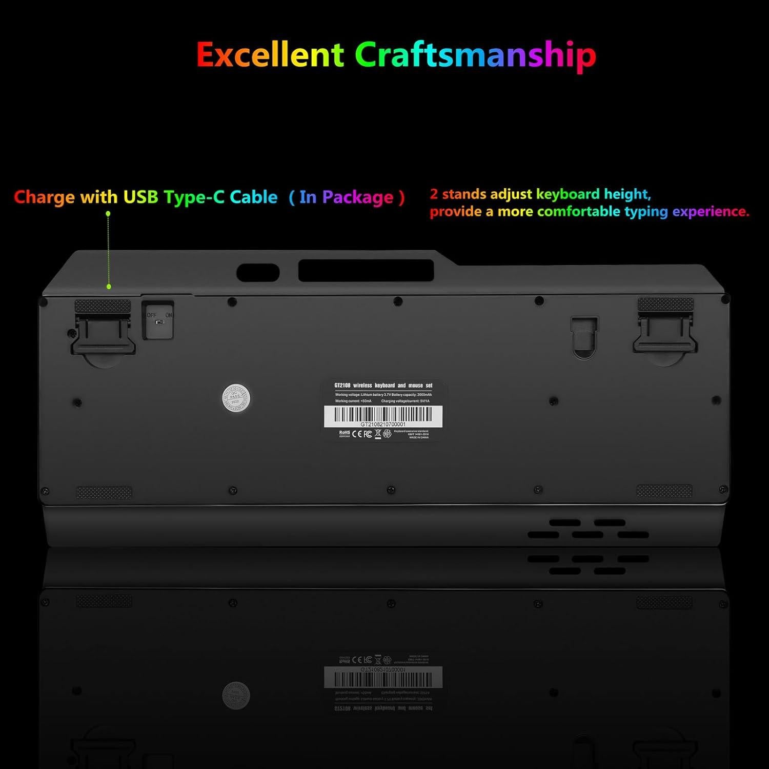 Teclado y Ratón Gaming Inalámbricos Cakce RGB Recargables