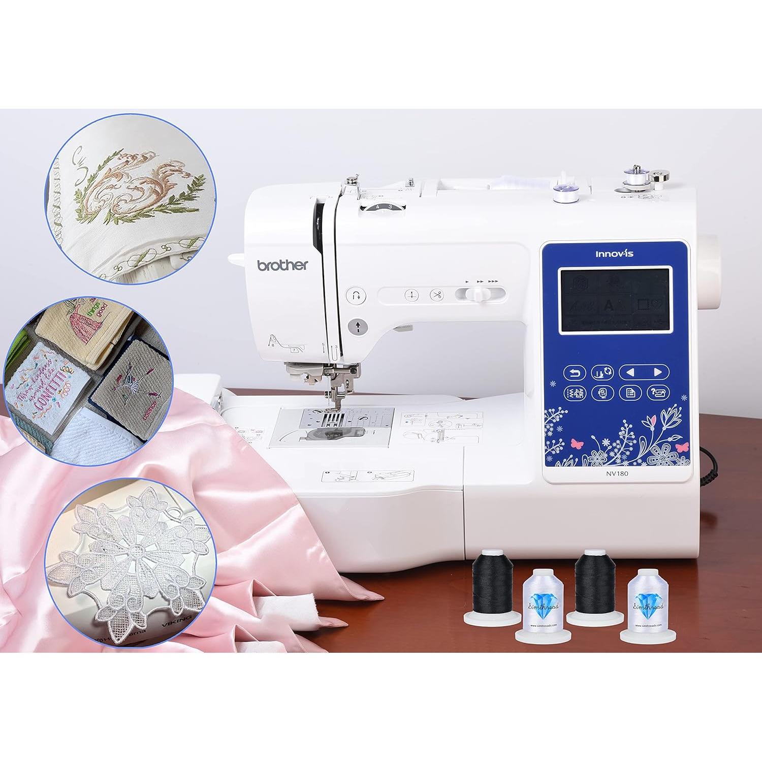 Simthread Hilo de Bordado Poliester 500M 40 Bobinas Blancas y Negras