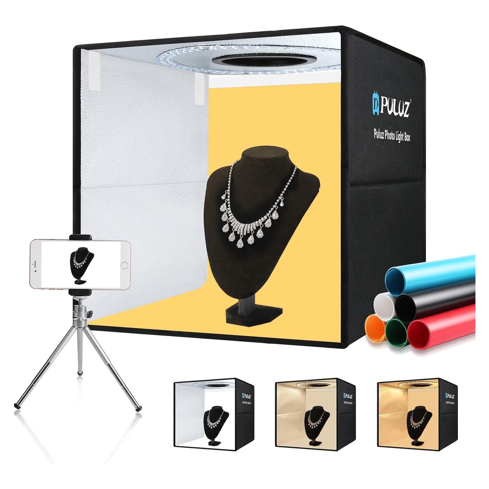 Caja de Luz Fotográfica PULUZ 40x40cm LED 160 luces 6 Fondos