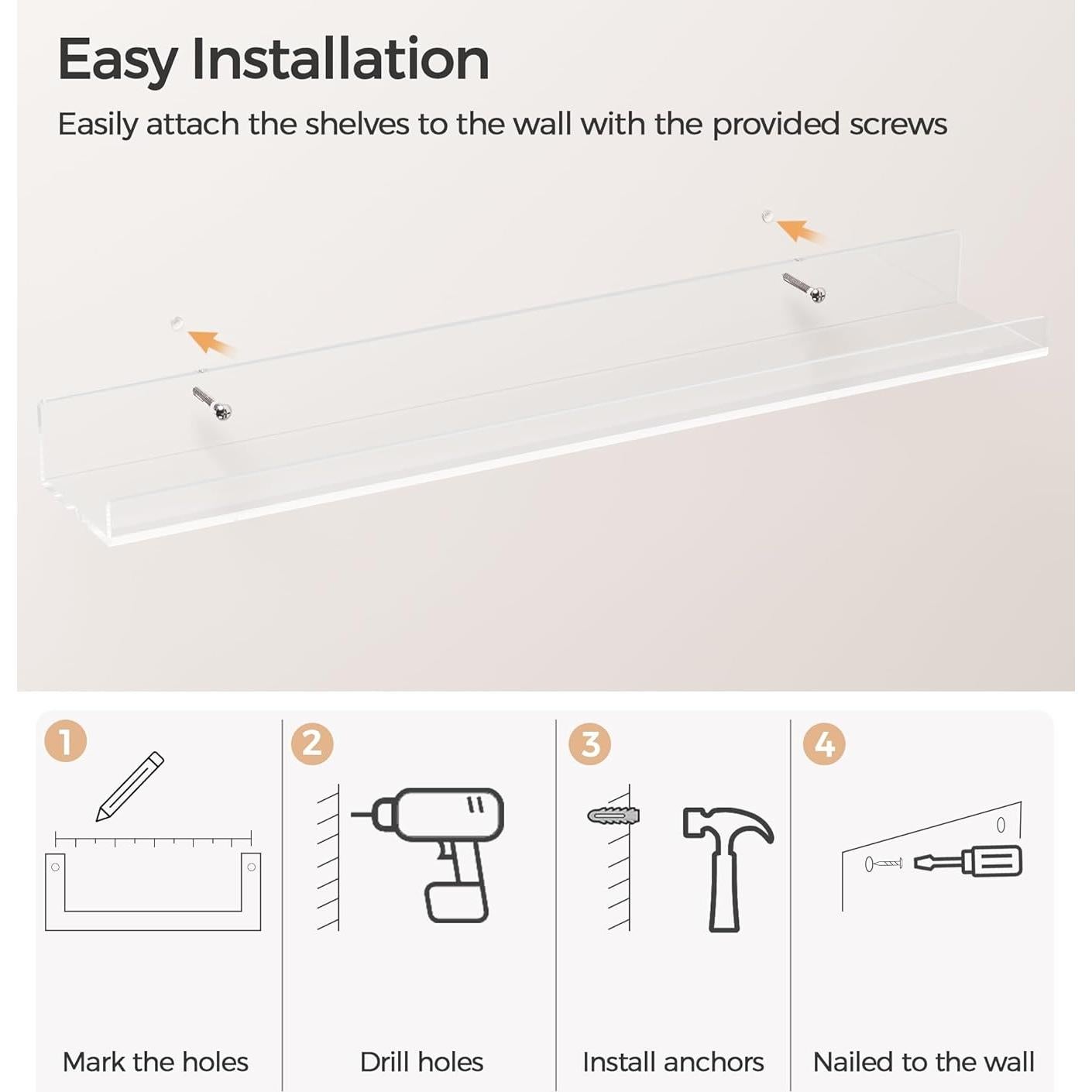 Estante Flotante Invisible HBlife 60 cm Acrílico Transparente