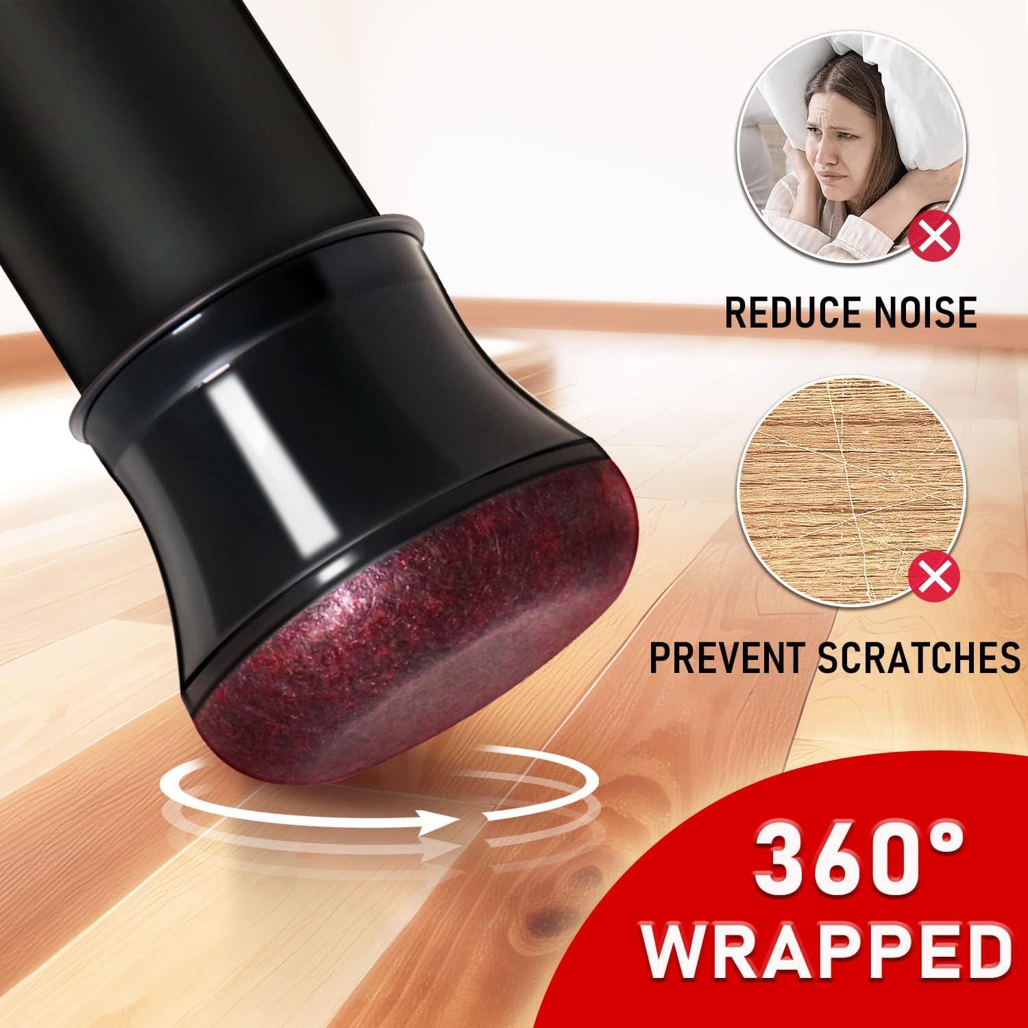 24 Protectores de Suelo PISAO para Patas de Silla Negros 14-20mm