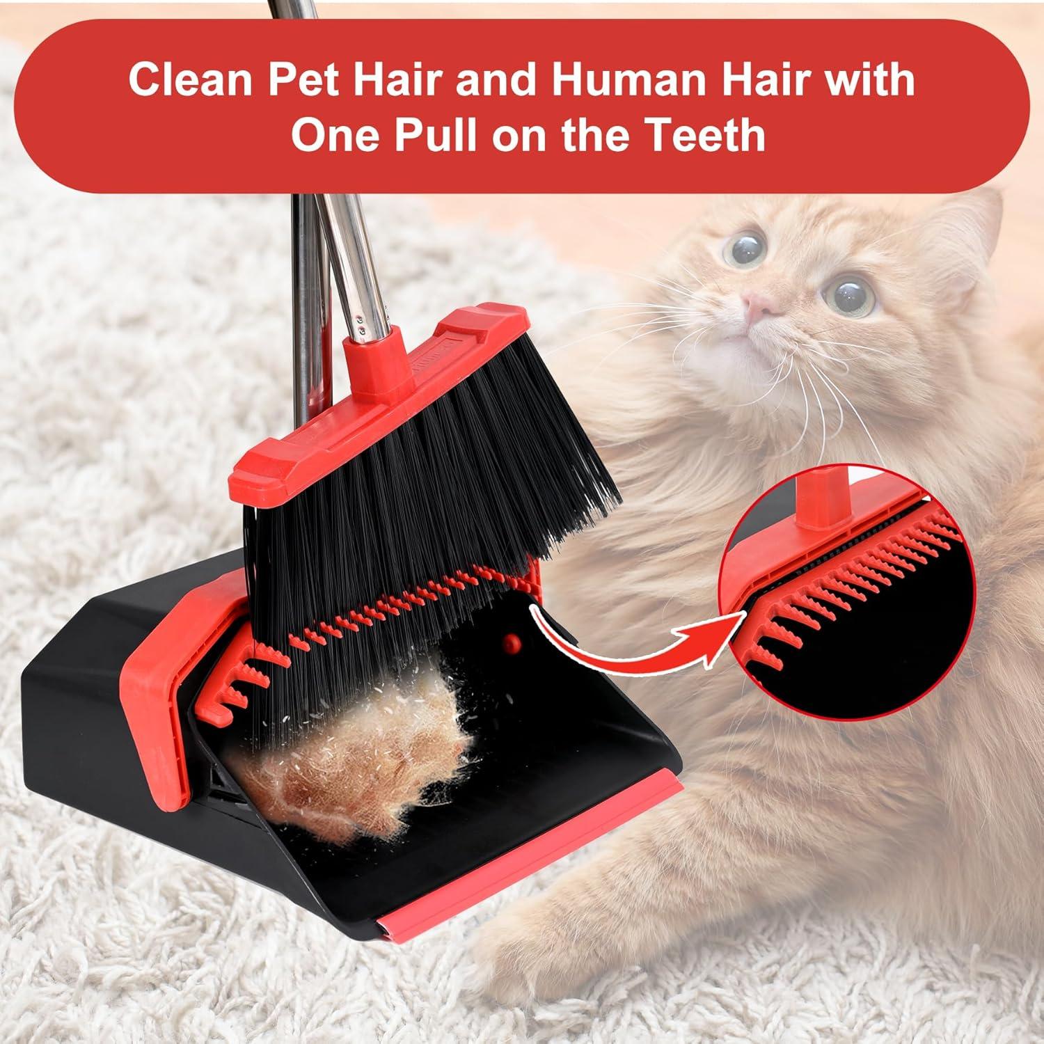 Juego de Escoba y Recogedor Tiumso 129.54 cm Negro y Rojo