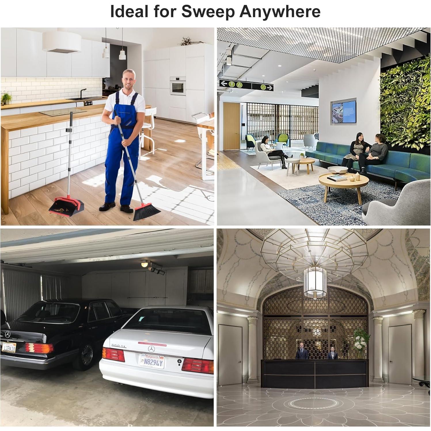 Juego de Escoba y Recogedor Tiumso 129.54 cm Negro y Rojo