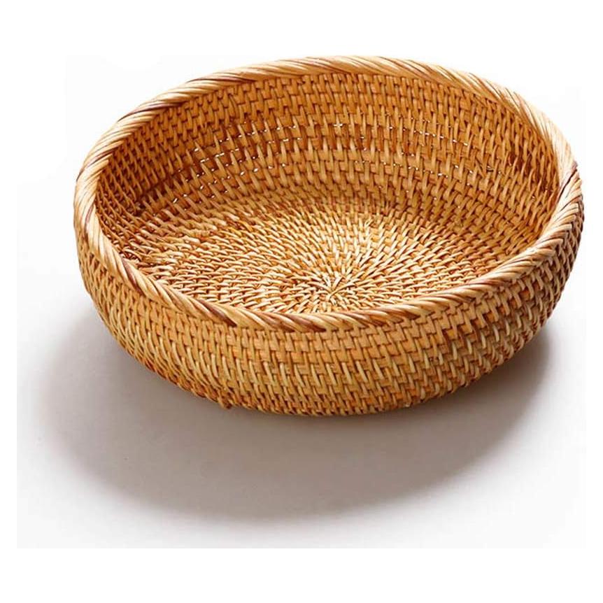 Cesta de Frutas Redonda Amololo de Ratan 19 cm Beige