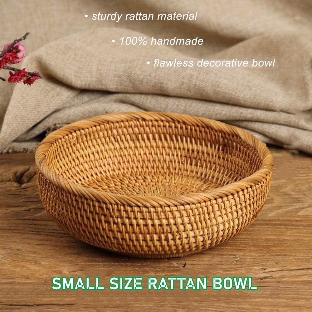 Cesta de Frutas Redonda Amololo de Ratan 19 cm Beige