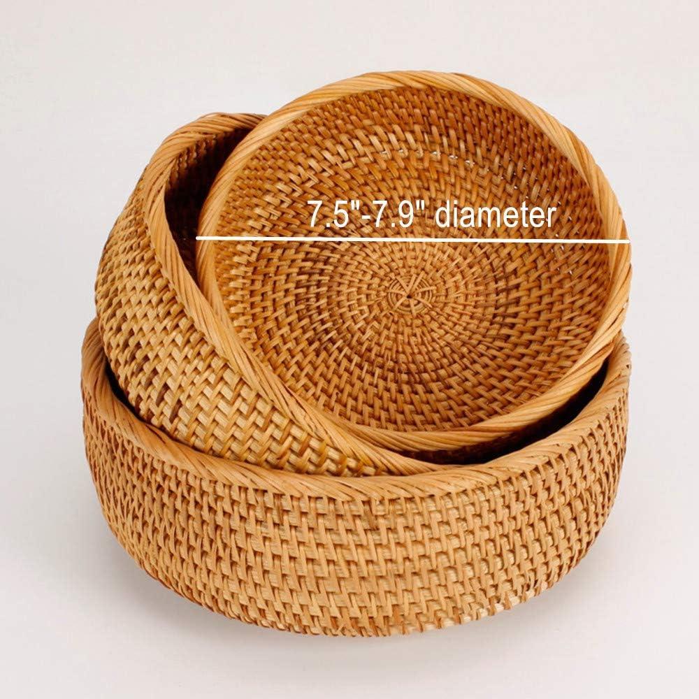 Cesta de Frutas Redonda Amololo de Ratan 19 cm Beige